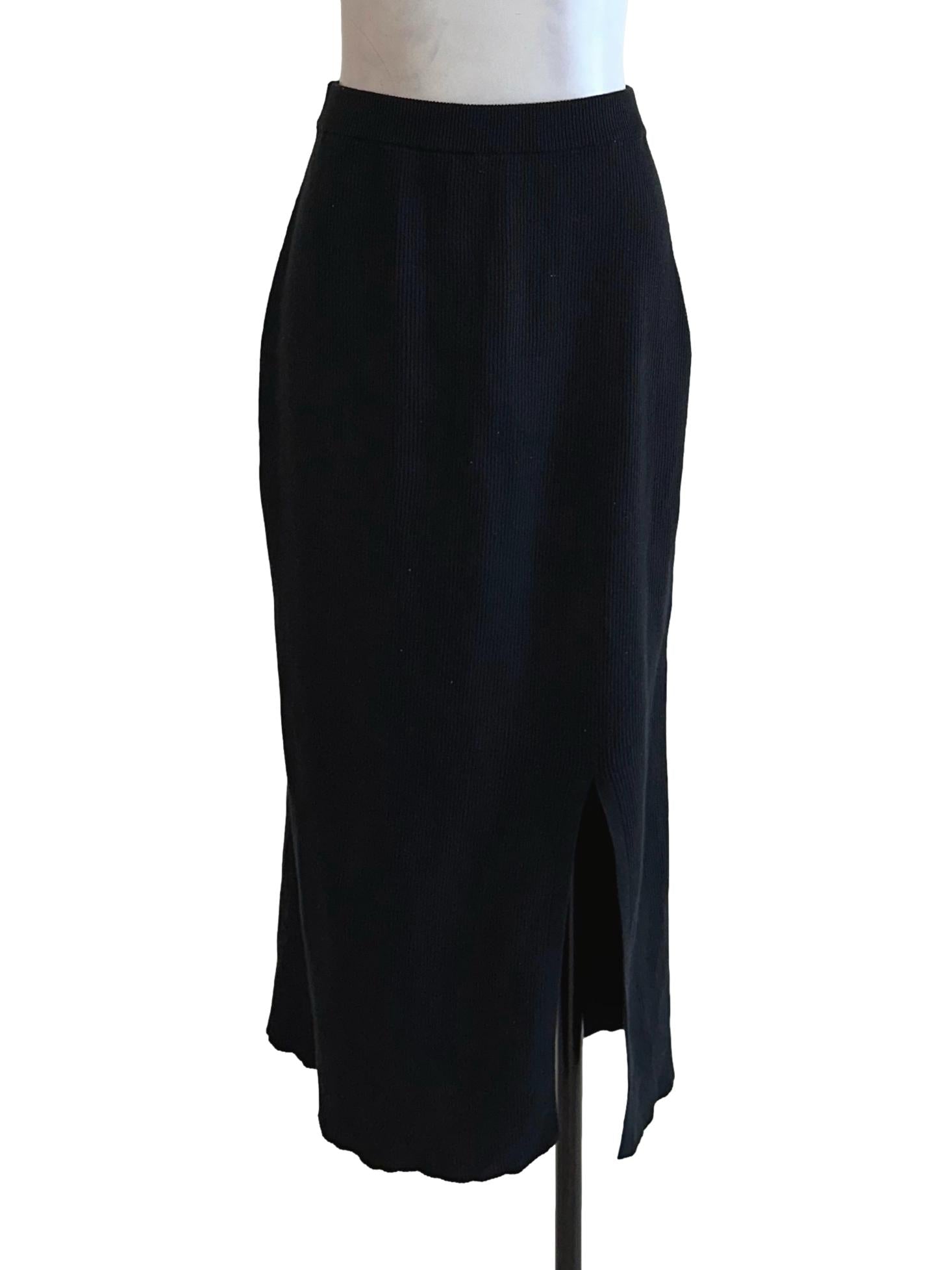 Black Stripes Slit Skirt