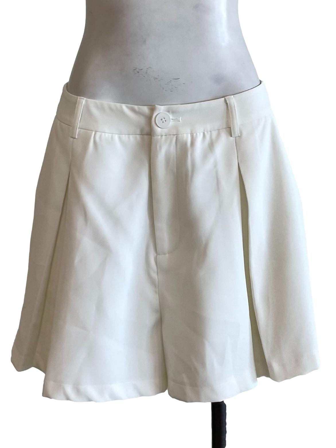 White Pleated Shorts