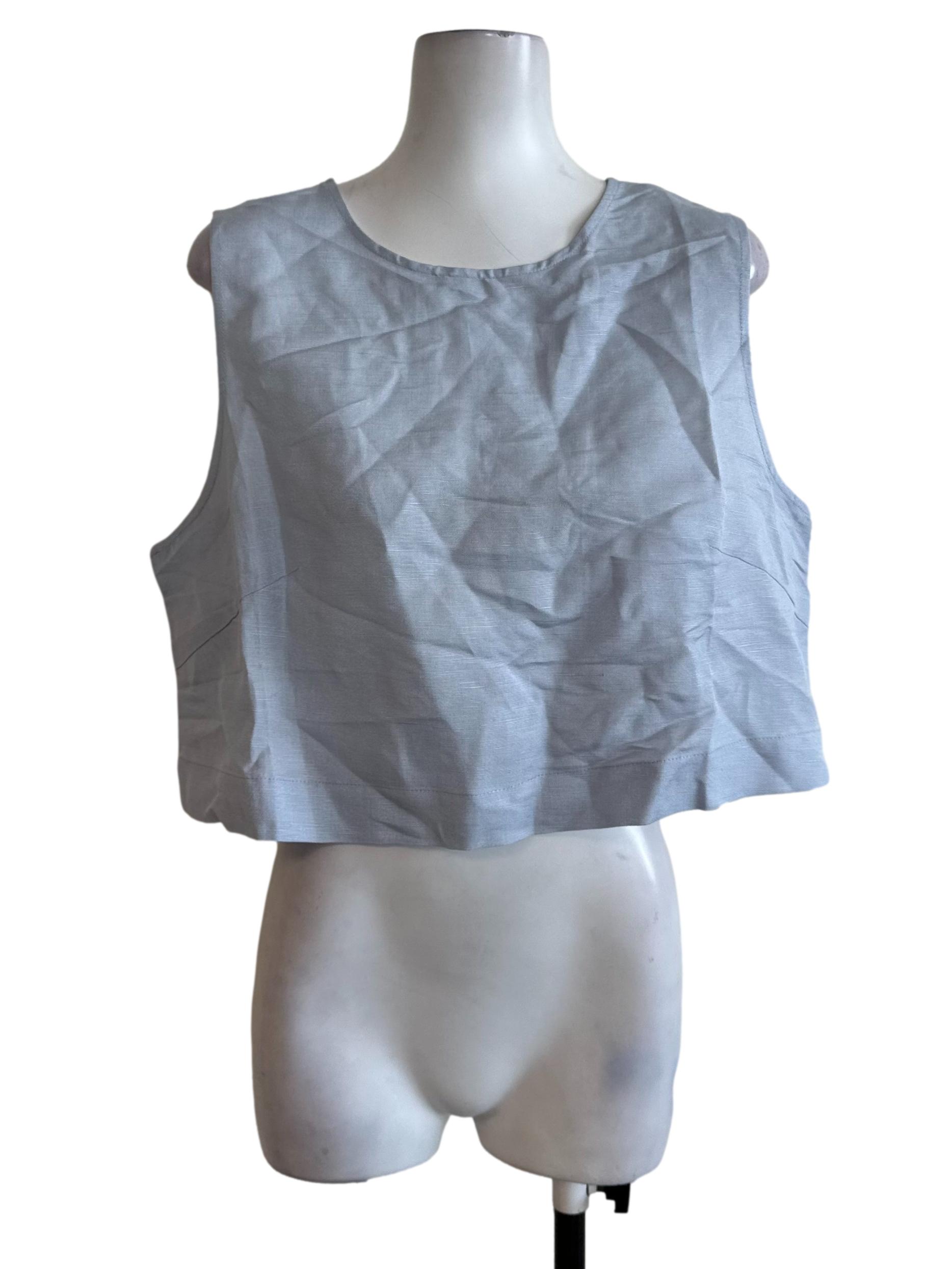 Ash Blue Round Neck Loose Top