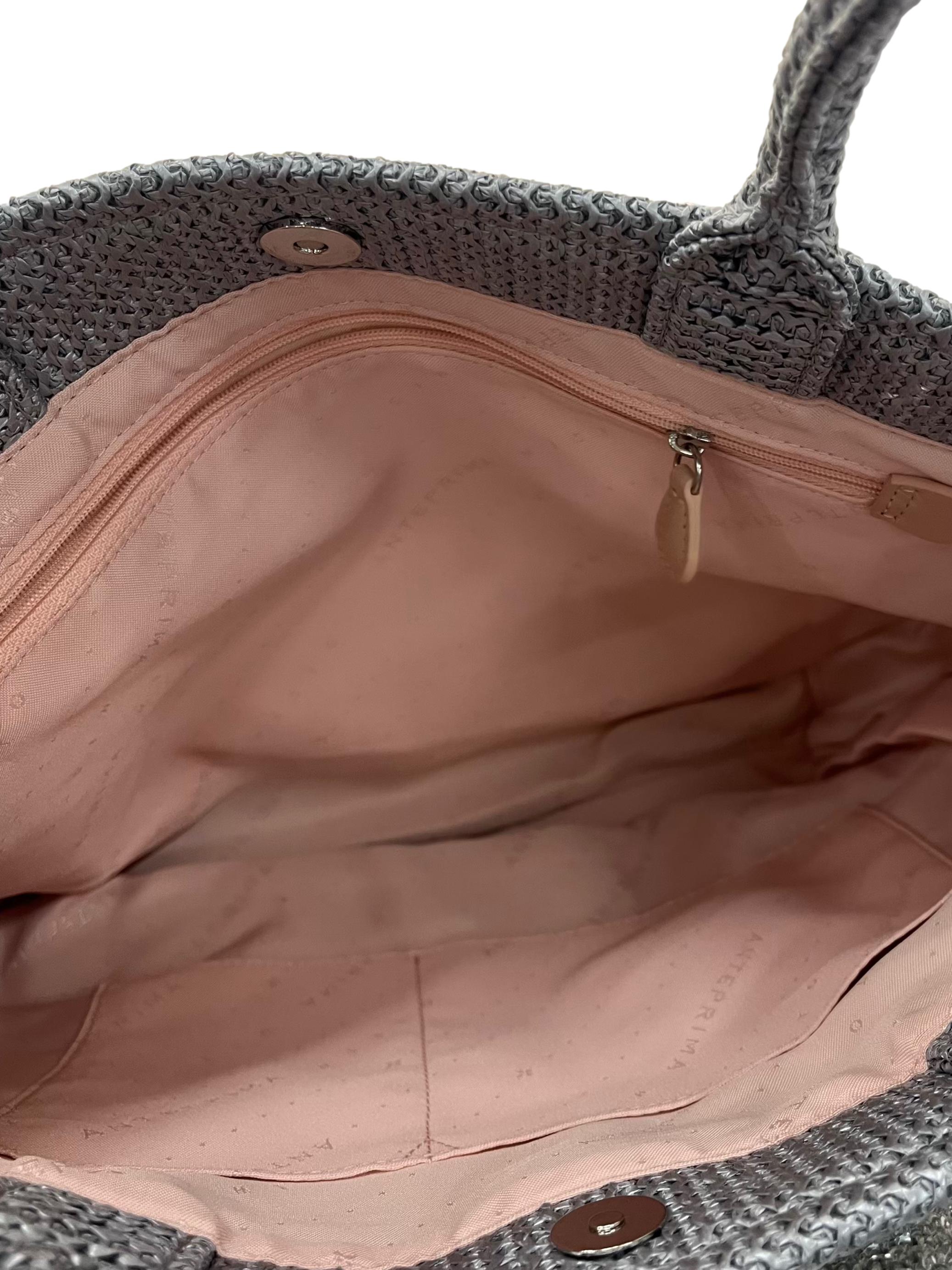 Silver Incanto Raffia Shoulder Bag