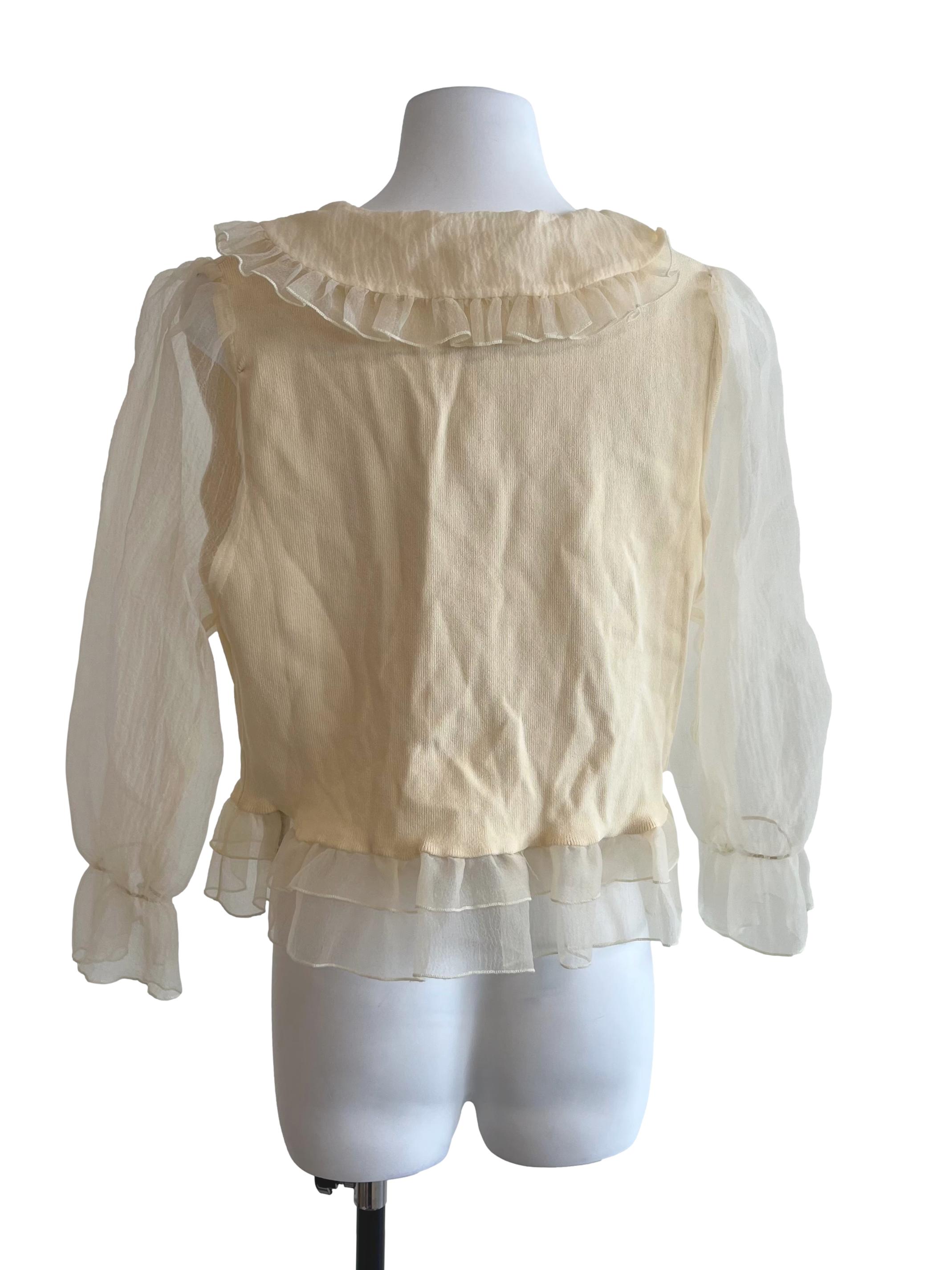 Butter Yellow Mesh Sleeve Blouse
