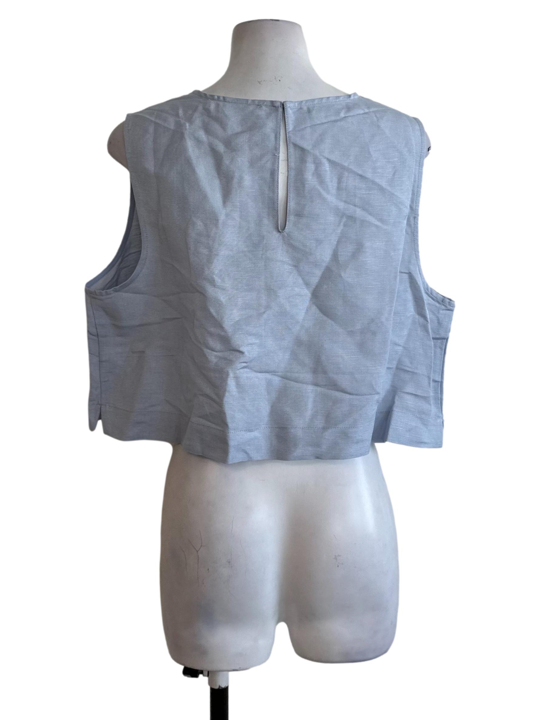 Ash Blue Round Neck Loose Top