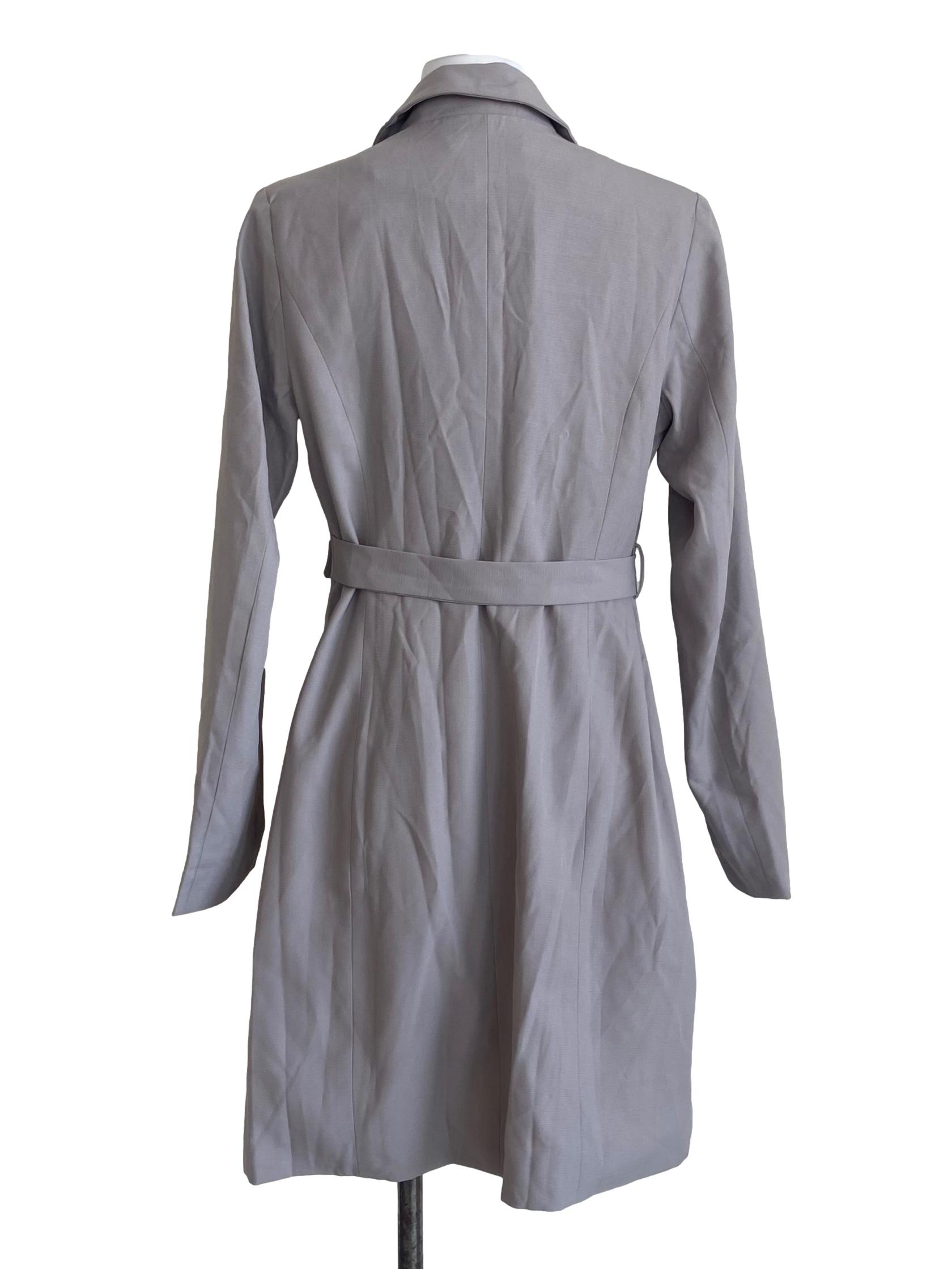 Coin Grey V Neck Twill Asymmetric Dress