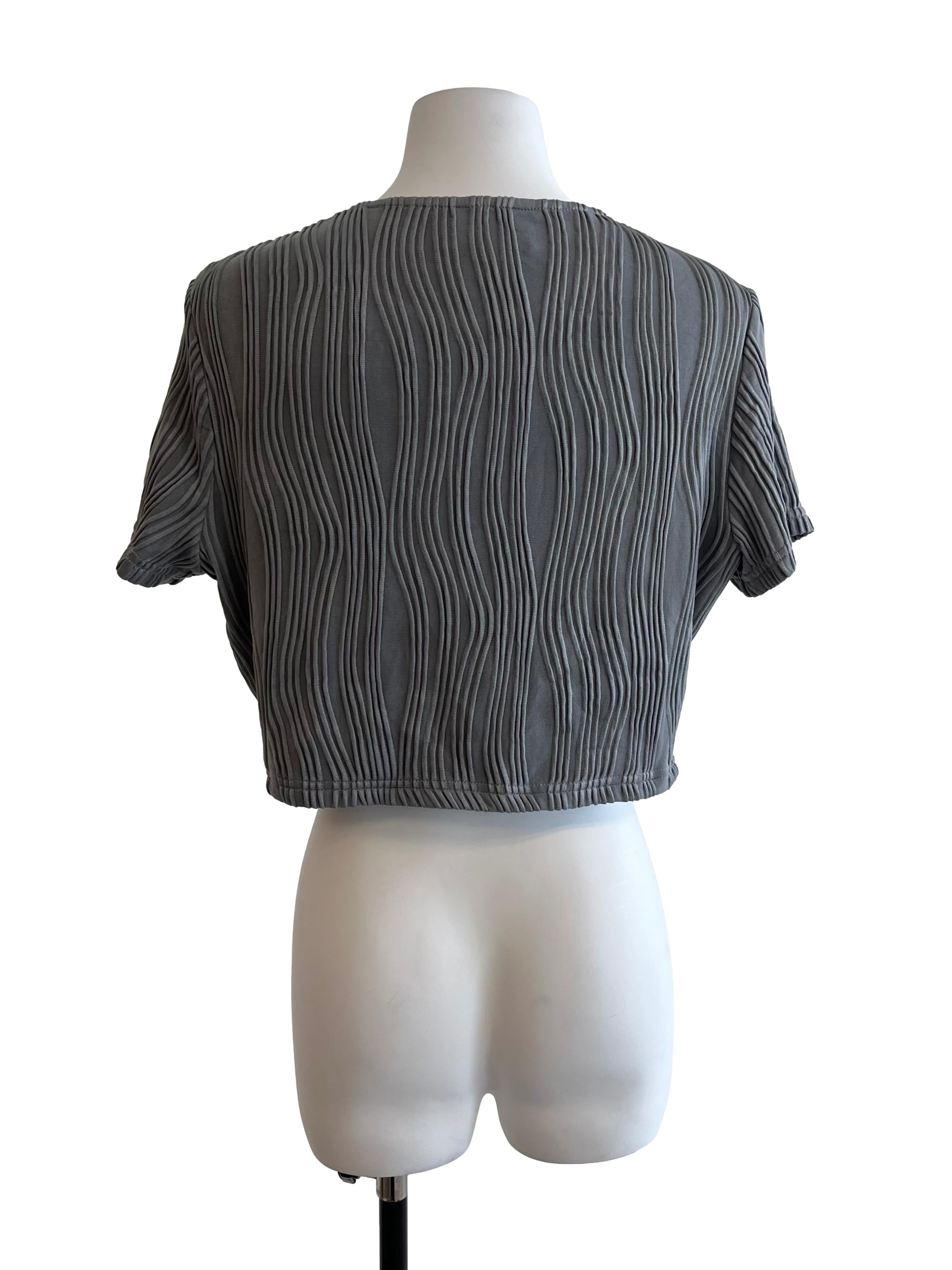 Smoke Grey Textured Cropped Top