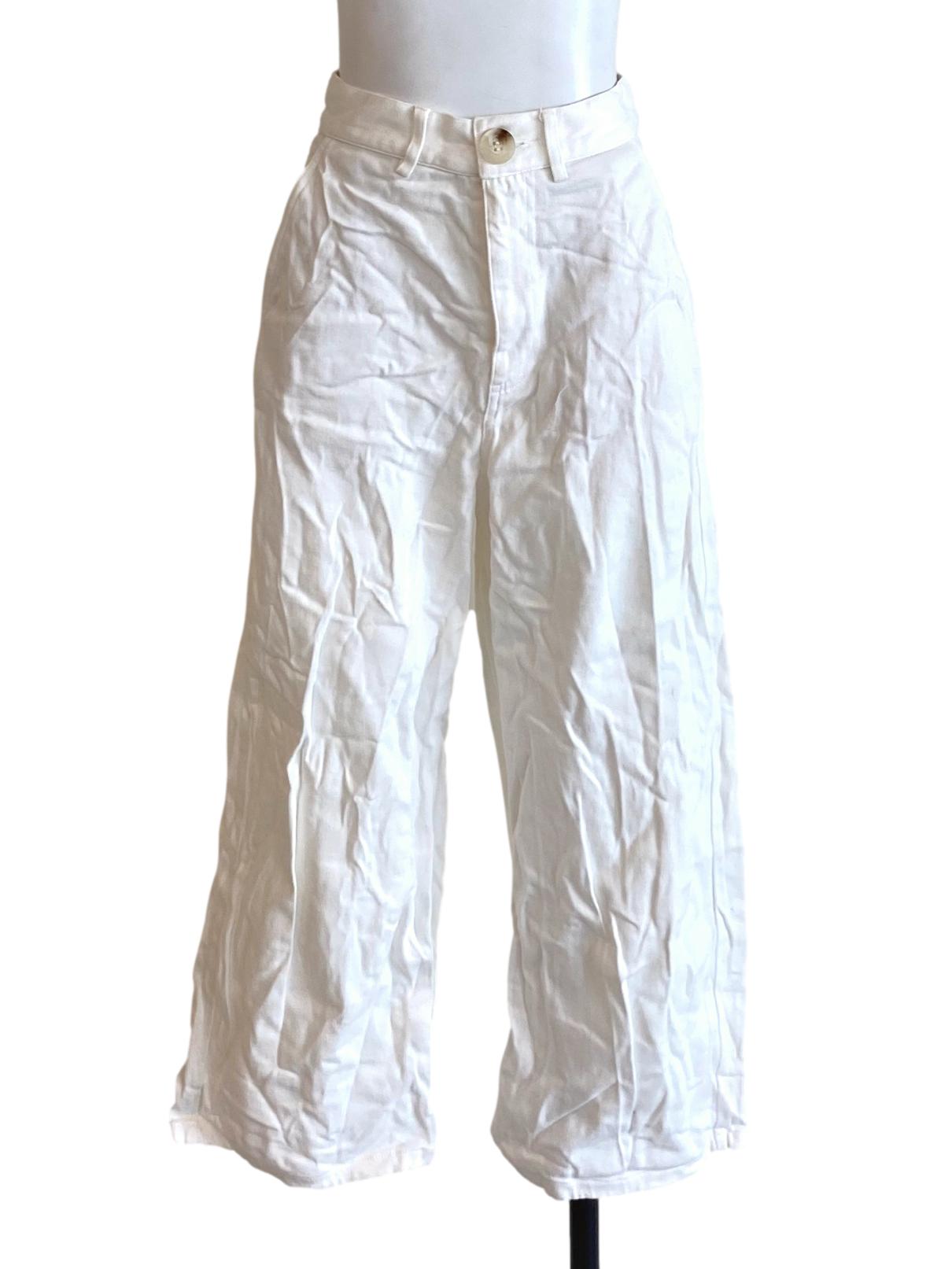 Chalk White Buttoned Waist Straight Denim Trouser OSN