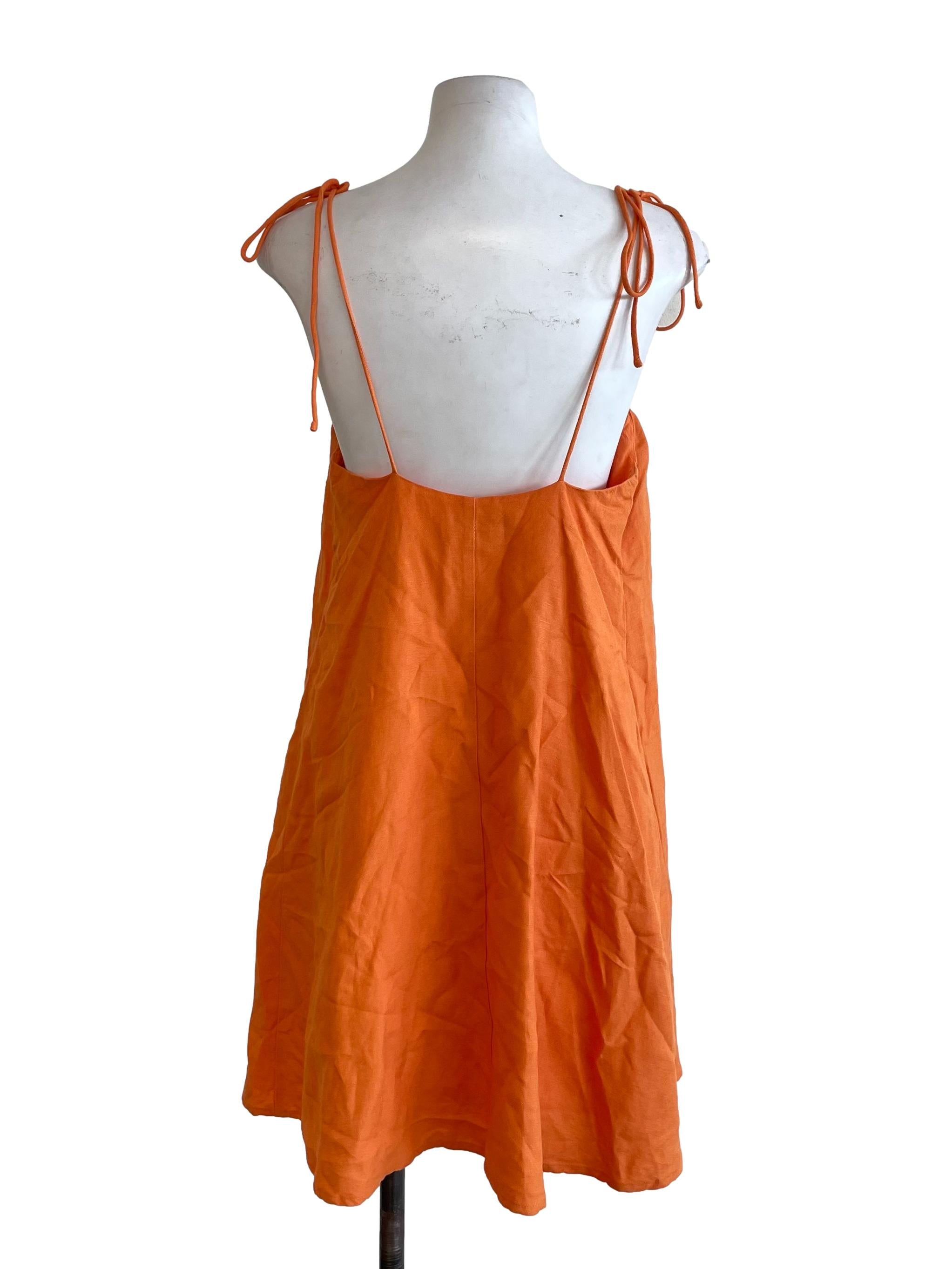 Orange A-Line Tie Bow Dress