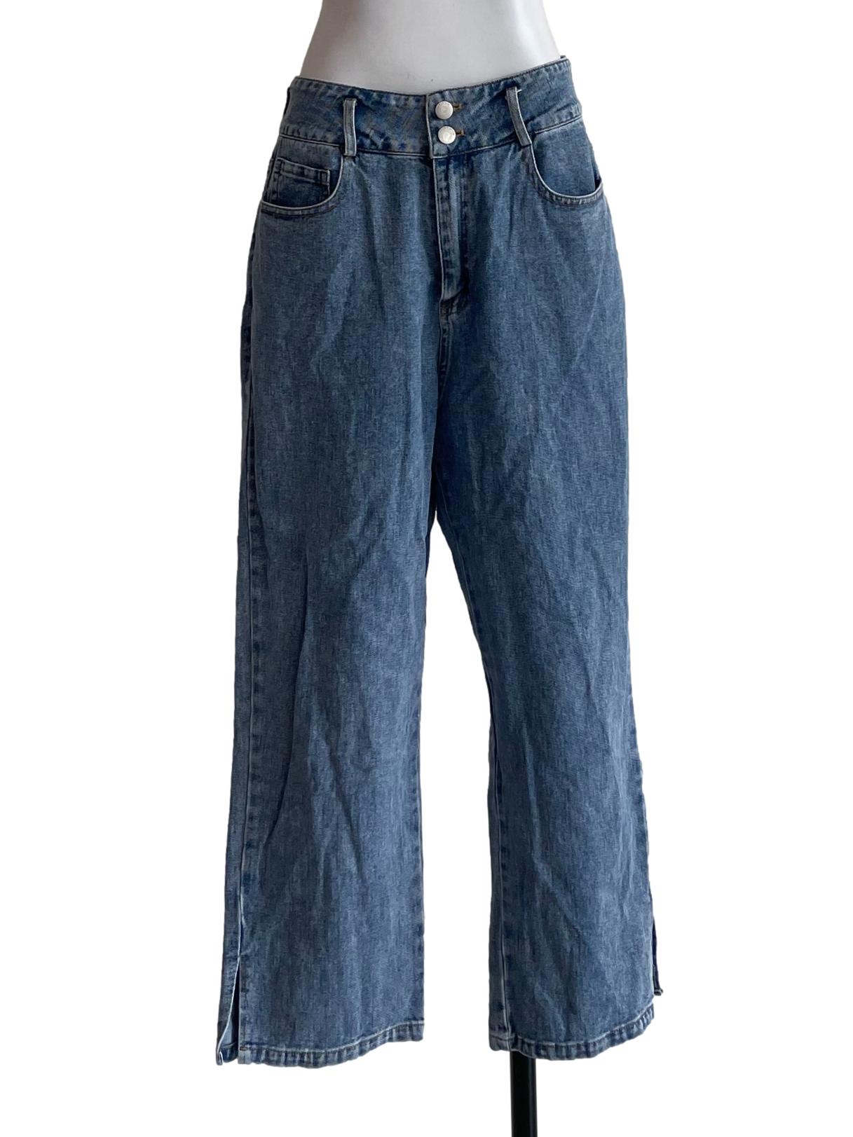 Medium Blue Denim Straight Cut Jeans