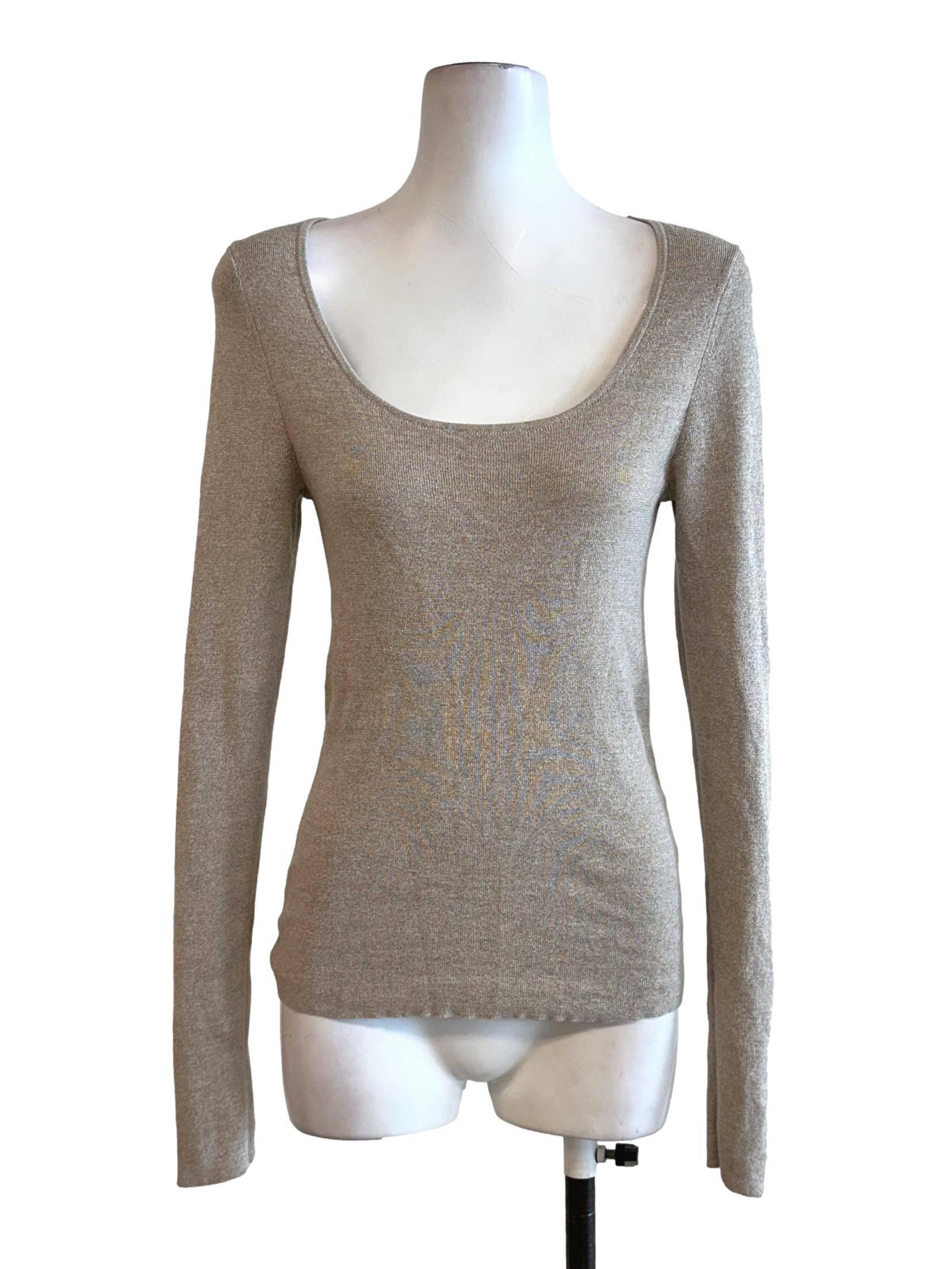 Beige Long Sleeves Top