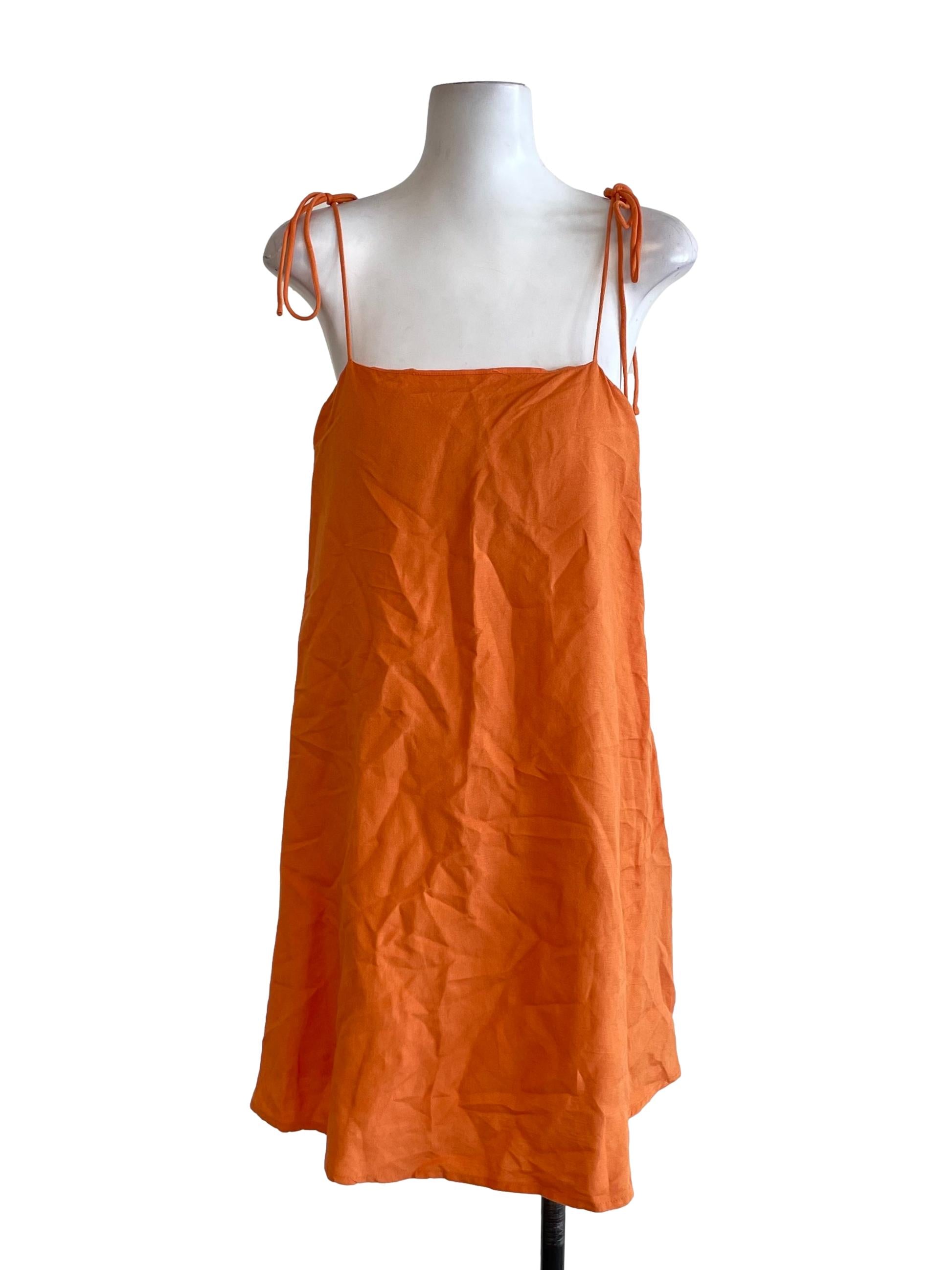 Orange A-Line Tie Bow Dress