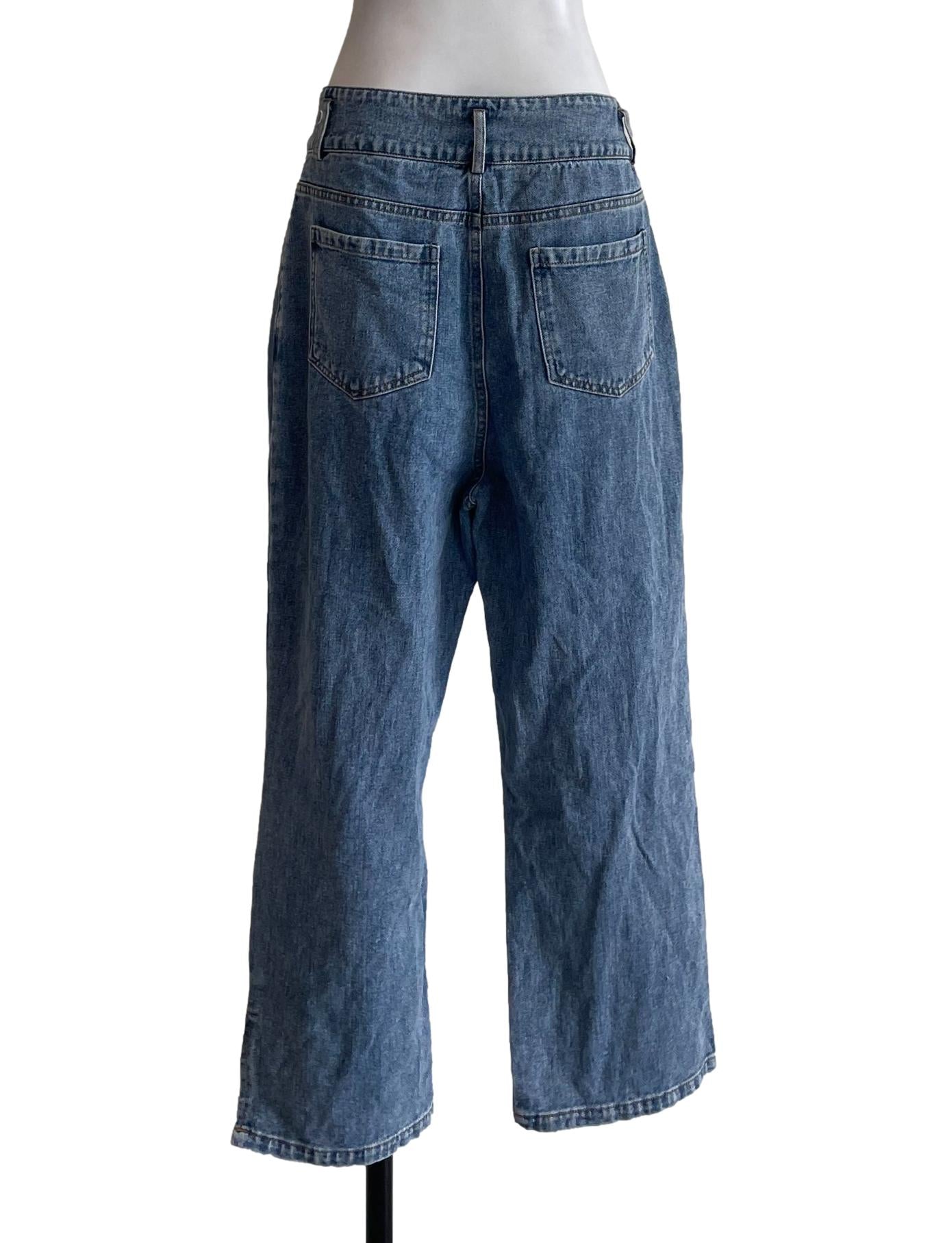 Medium Blue Denim Straight Cut Jeans