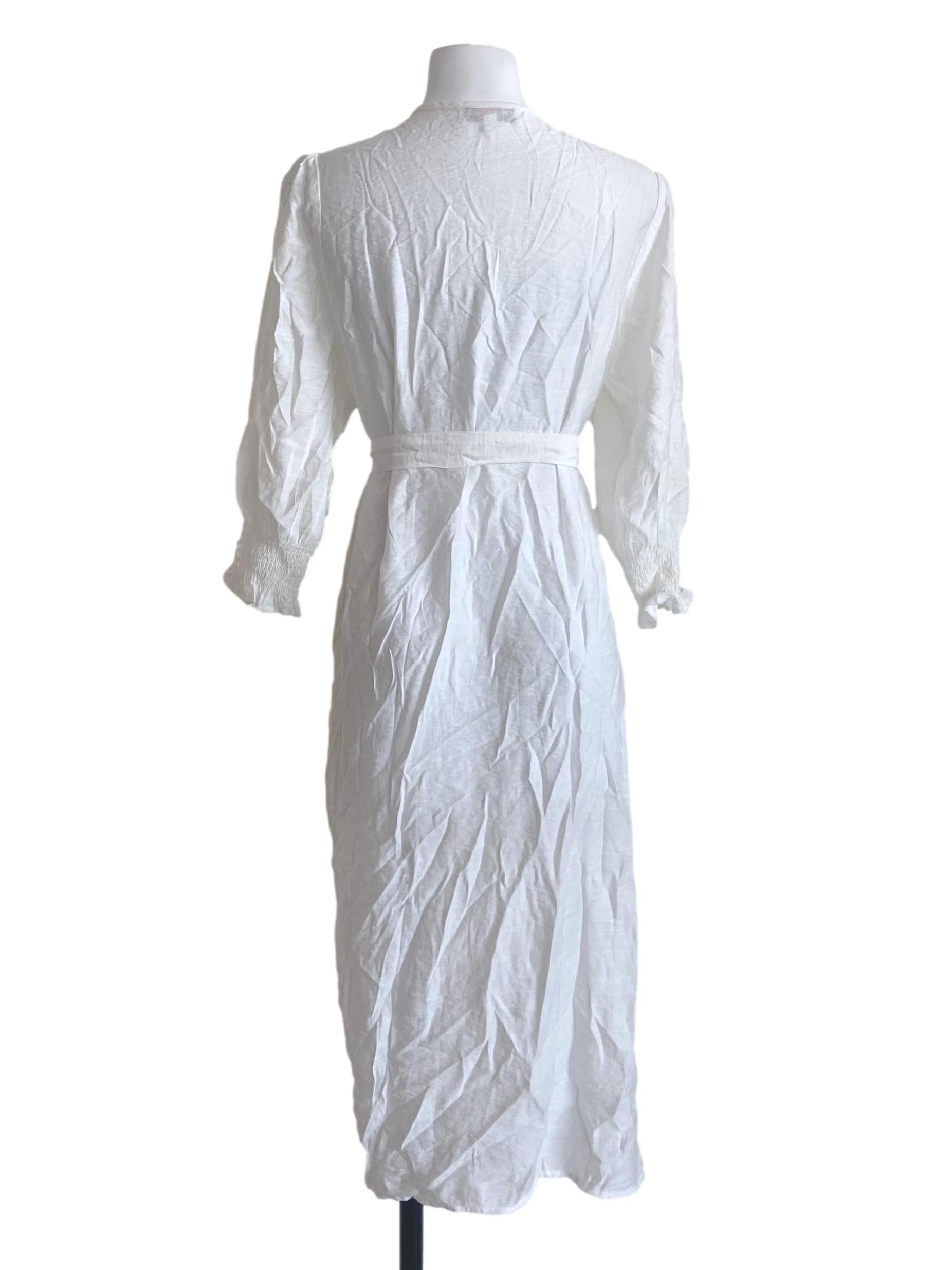 White V Neck Wrap Slit Dress