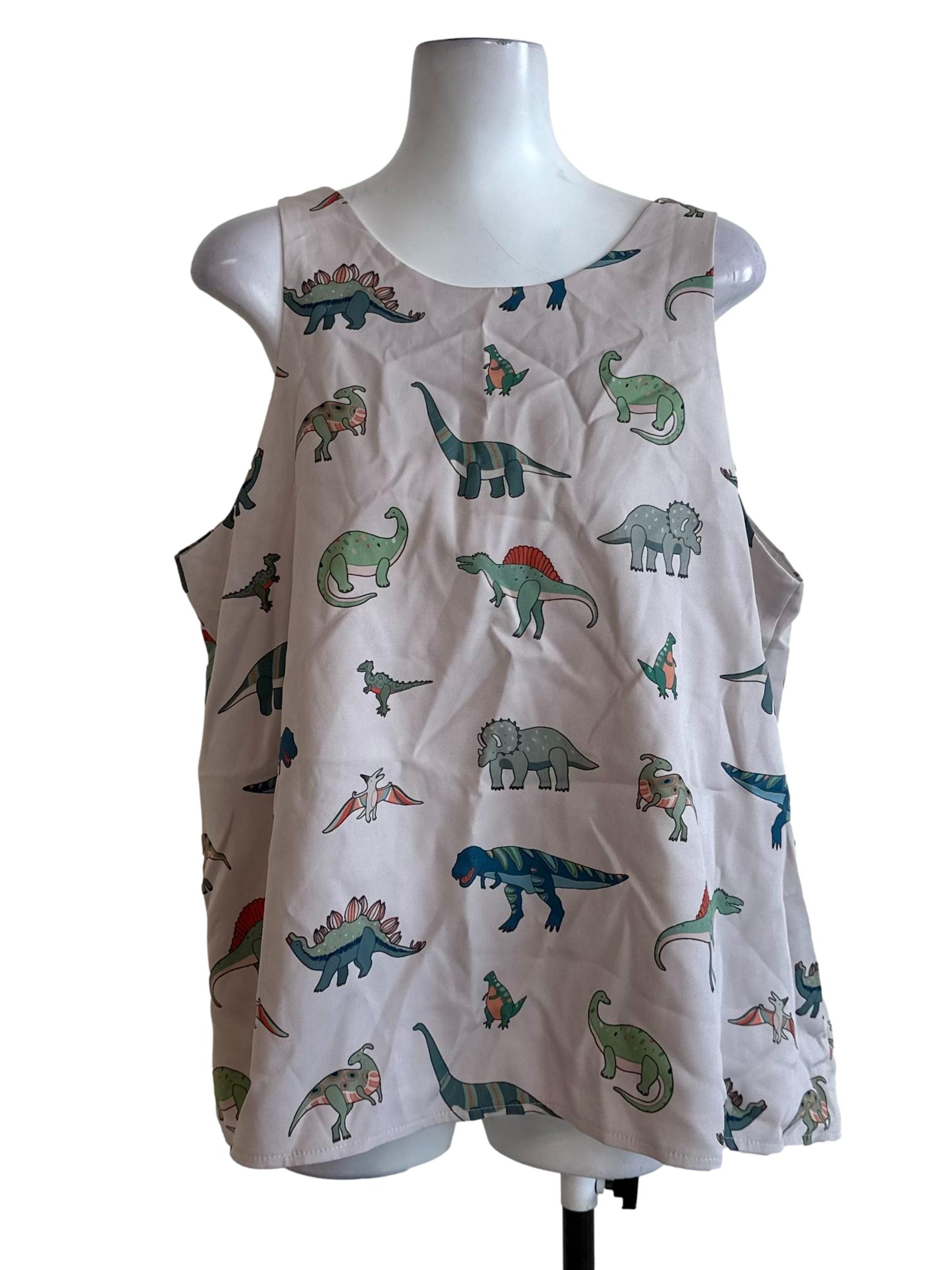 Light Beige Round Neck Printed Top