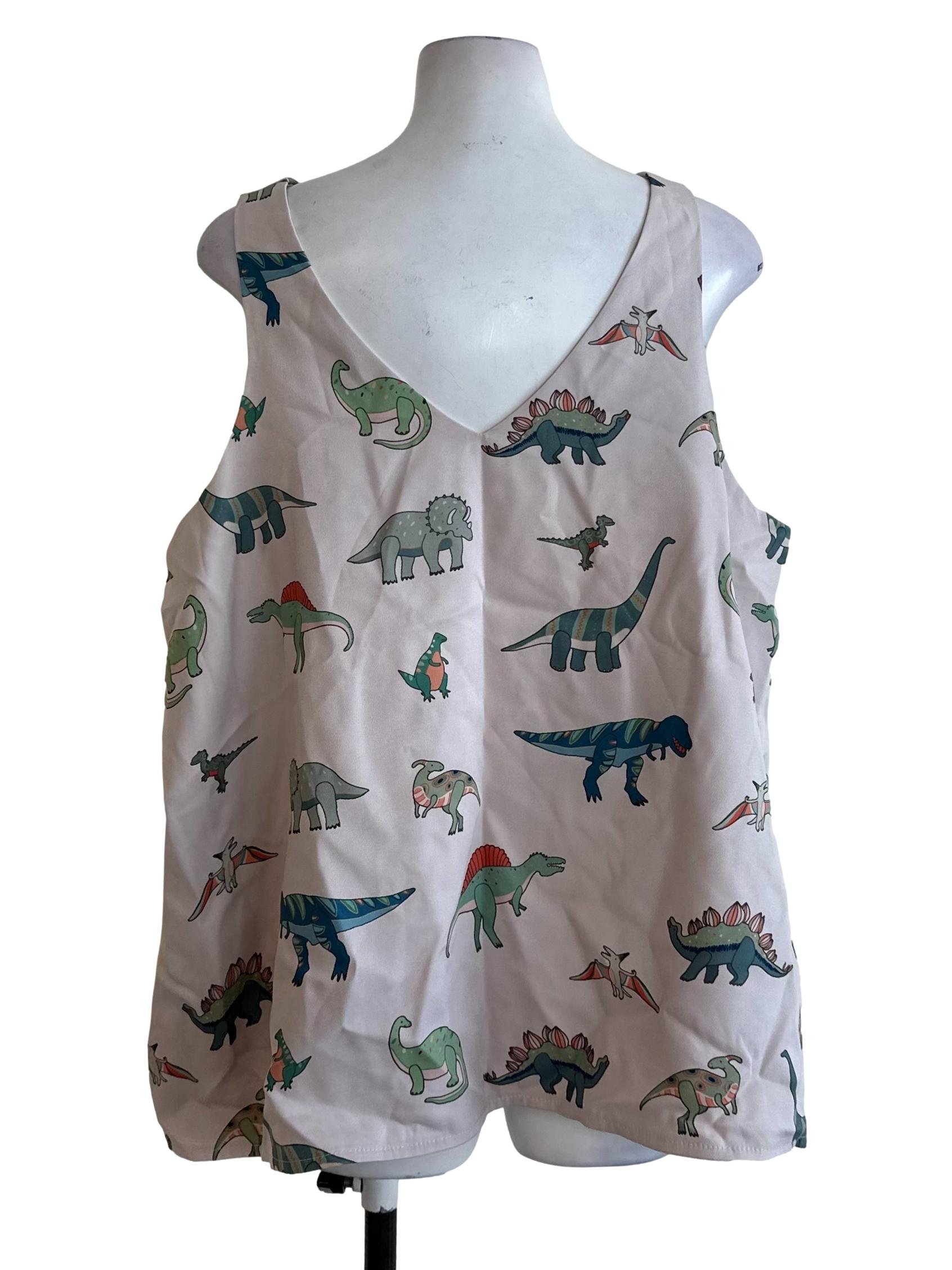Light Beige Round Neck Printed Top