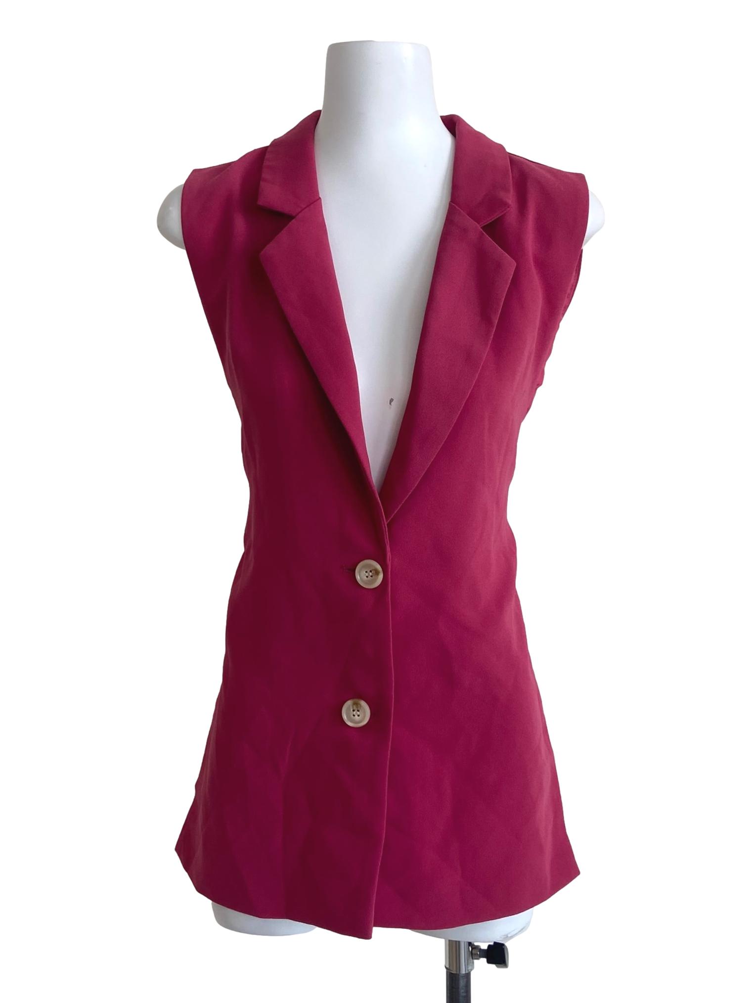 Hot Pink Sleeveless Button Down Blouse