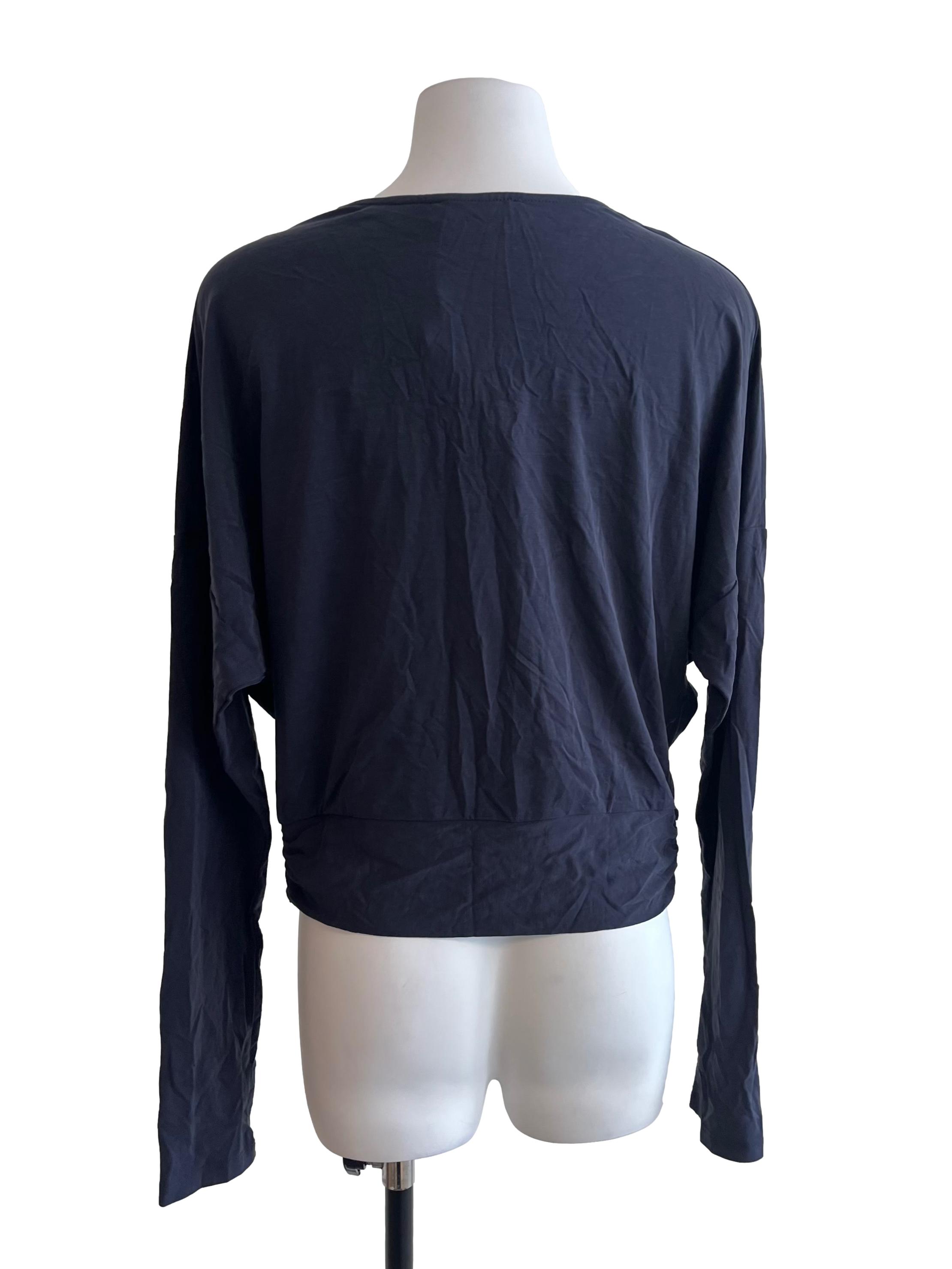 Blue V Neck Long Sleeve Top
