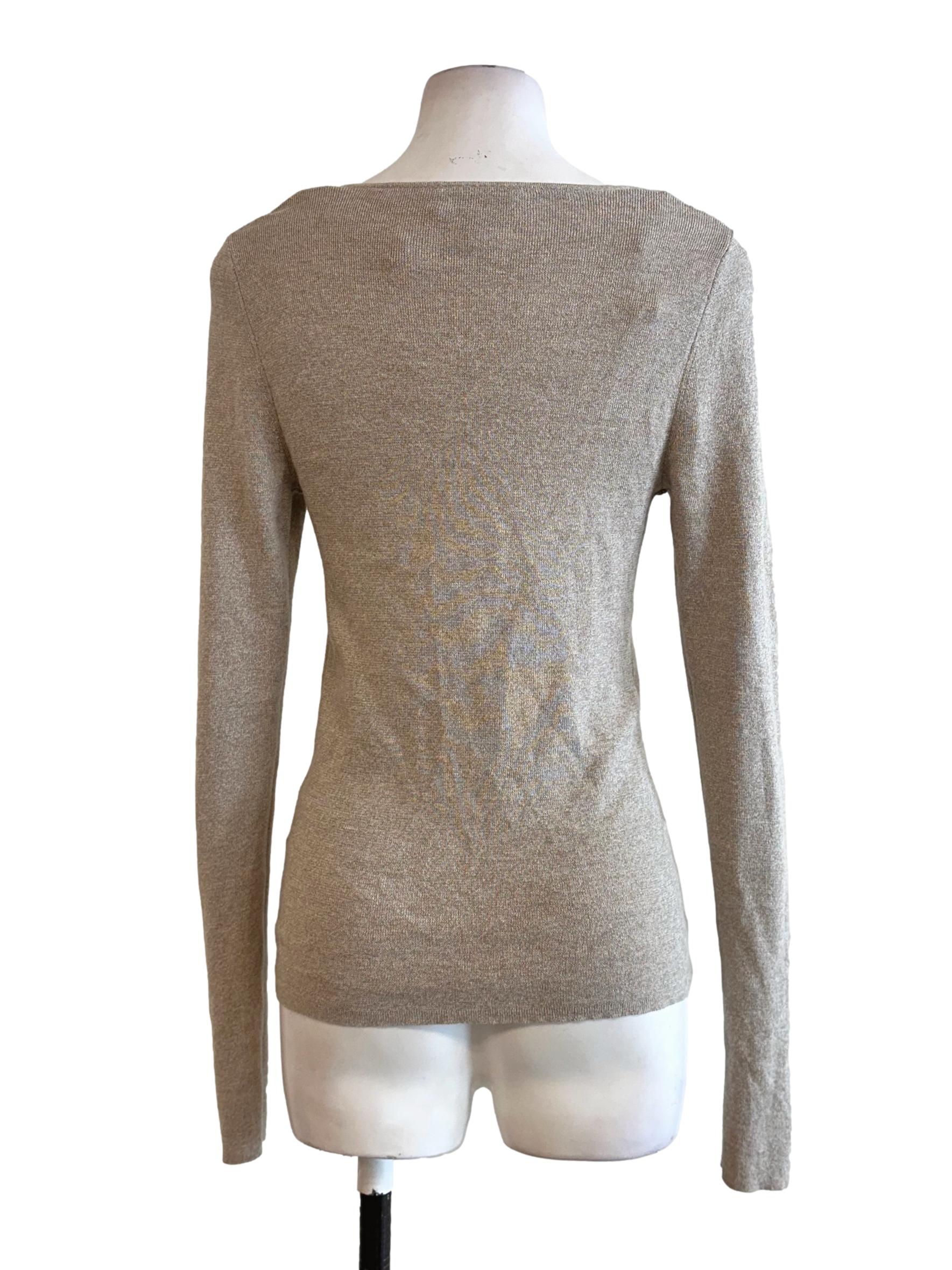 Beige Long Sleeves Top