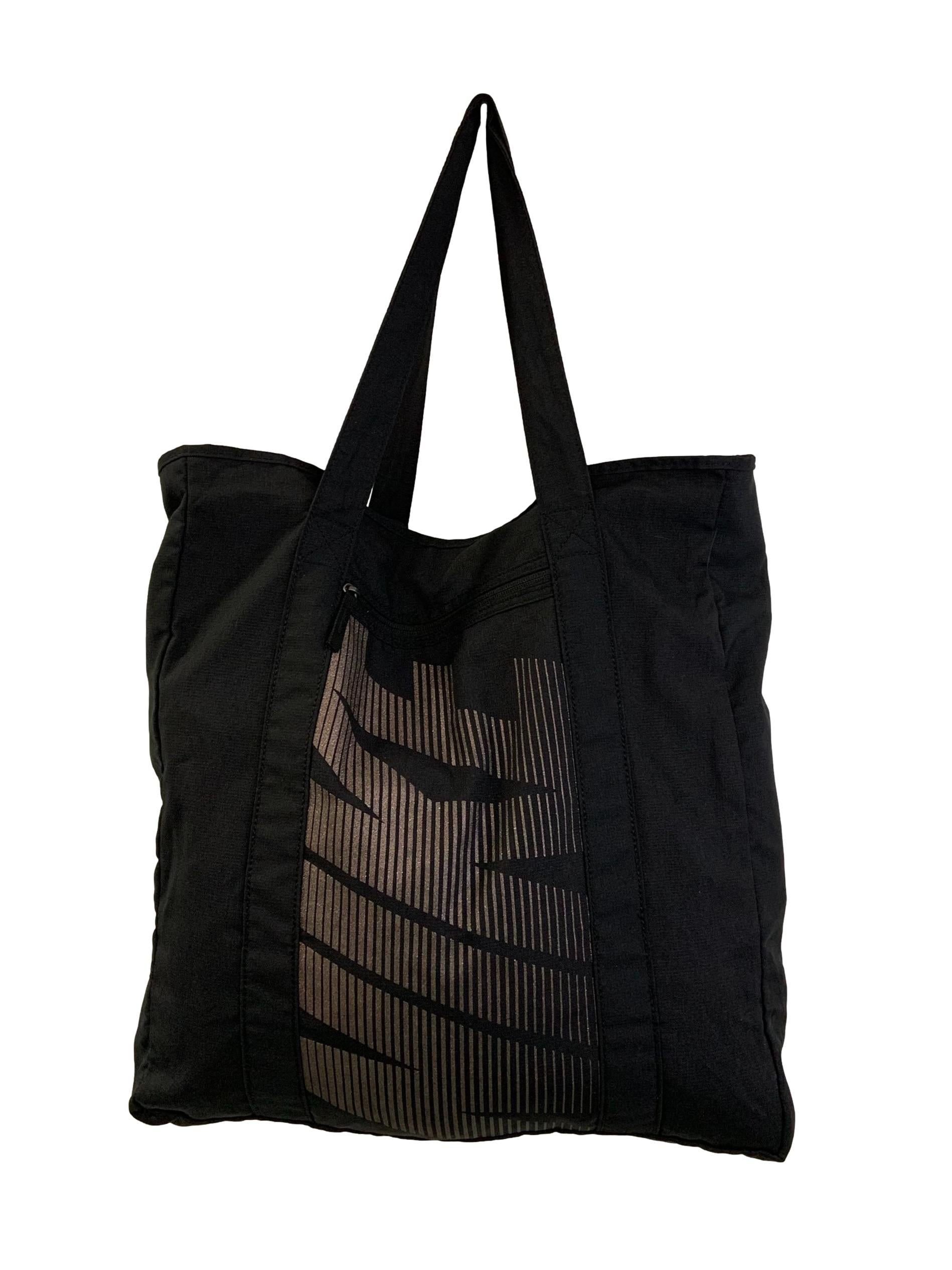 Black Shimmery Logo Tote Bag