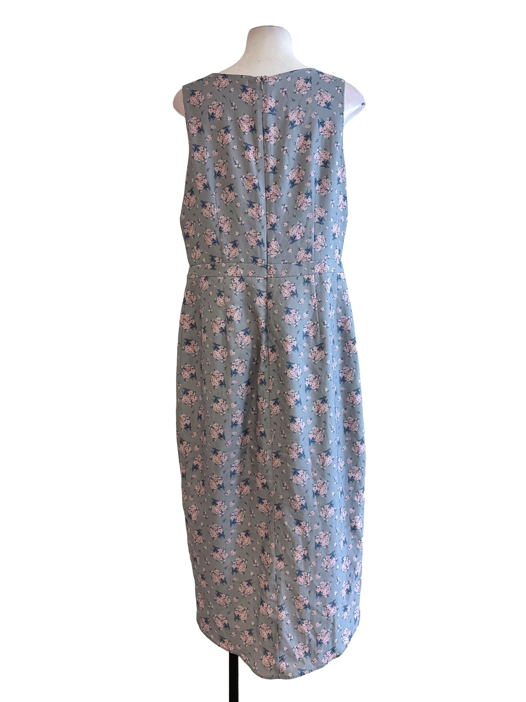 Slate Blue Flower Pattern Dress