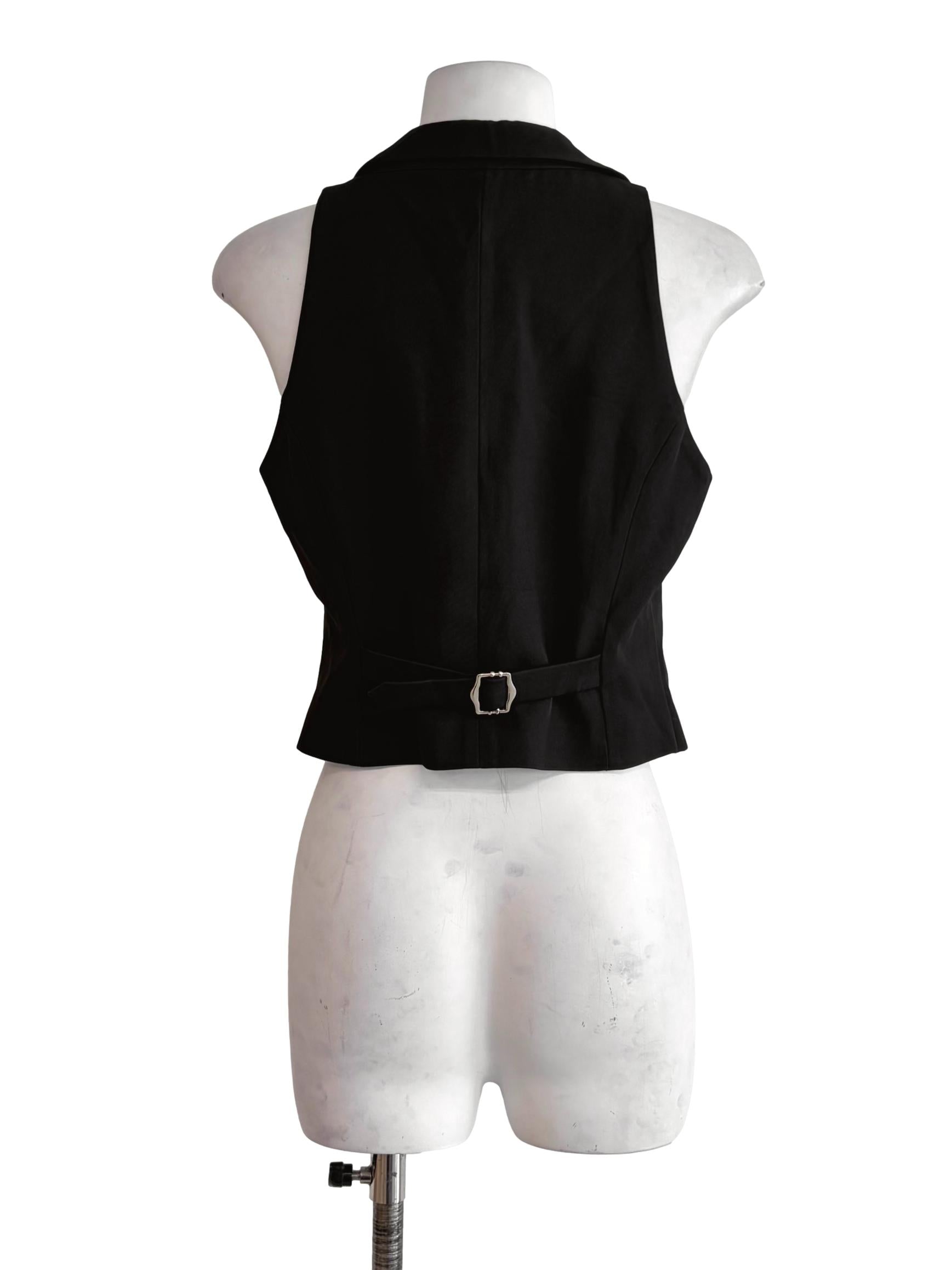 Raven Black Collared Sleeveless Vest