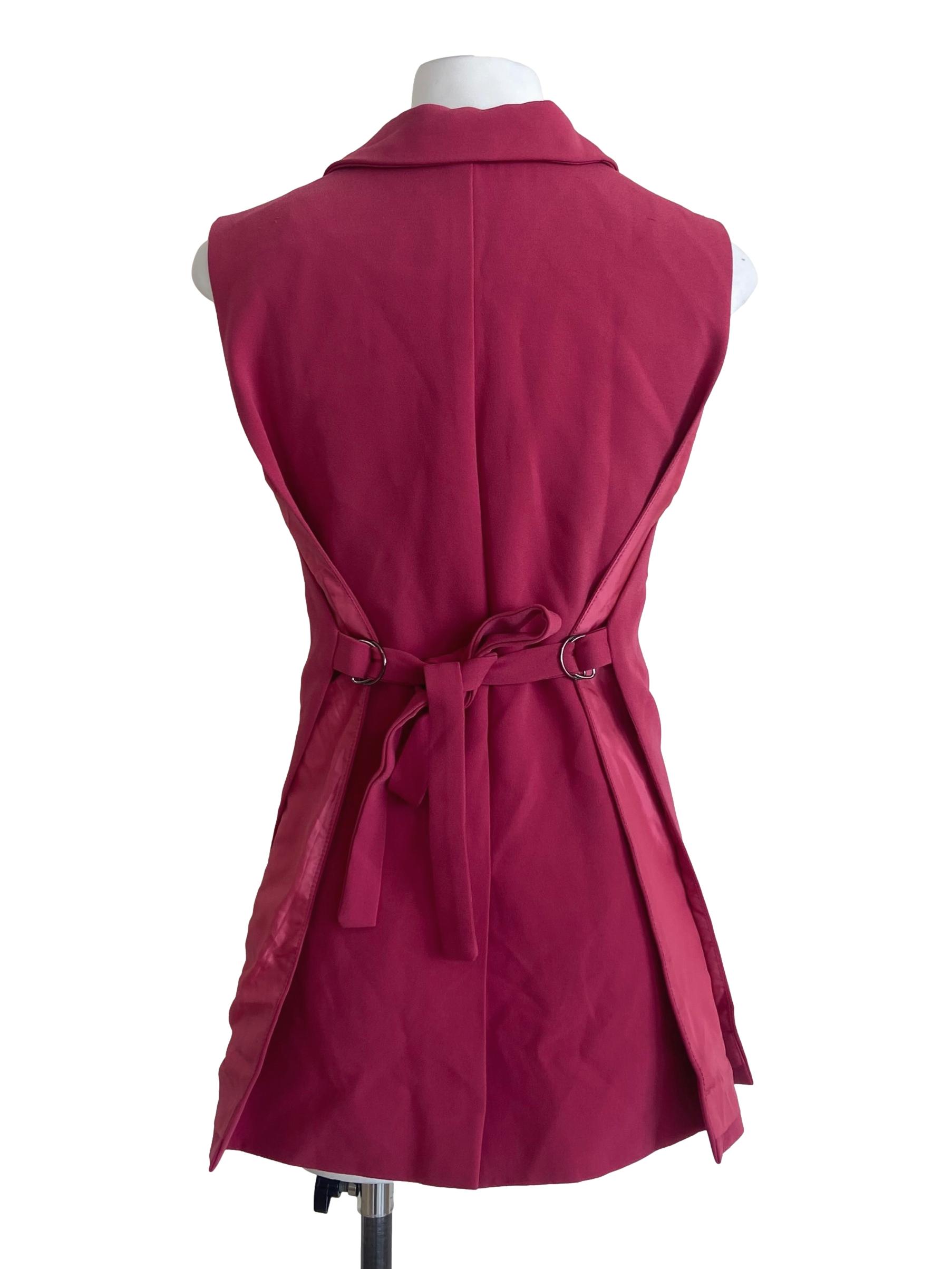 Hot Pink Sleeveless Button Down Blouse