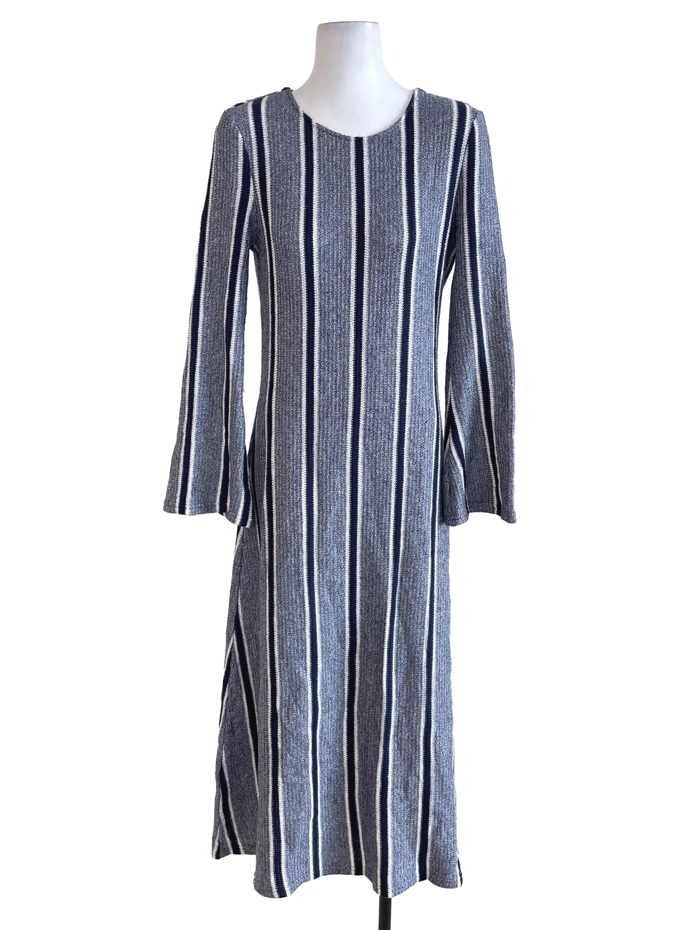 Urban Revivo Navy Blue Striped Knit Dress | REFASH