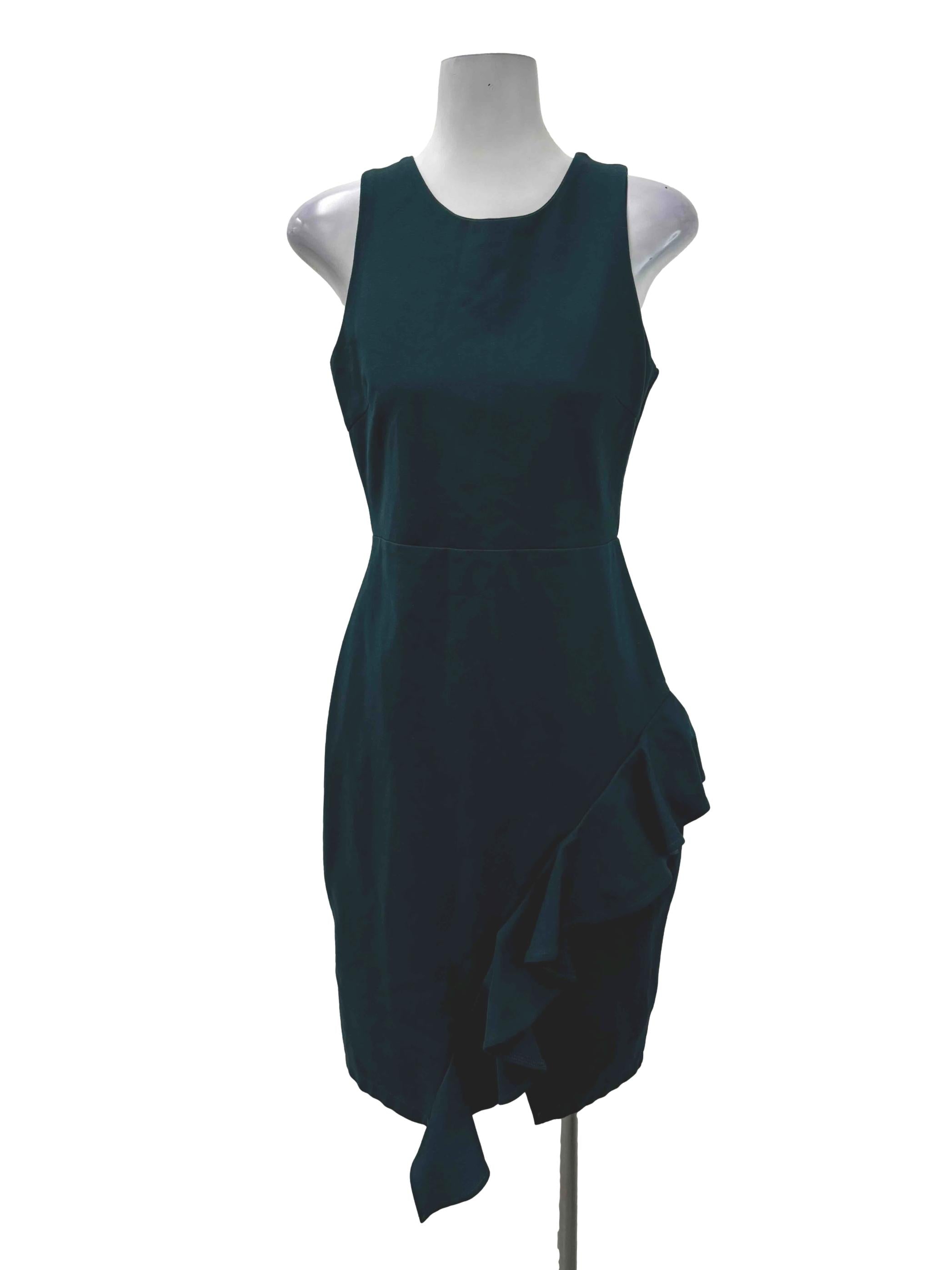 Emerald Green Ruffle Cut Out Peplum Dress