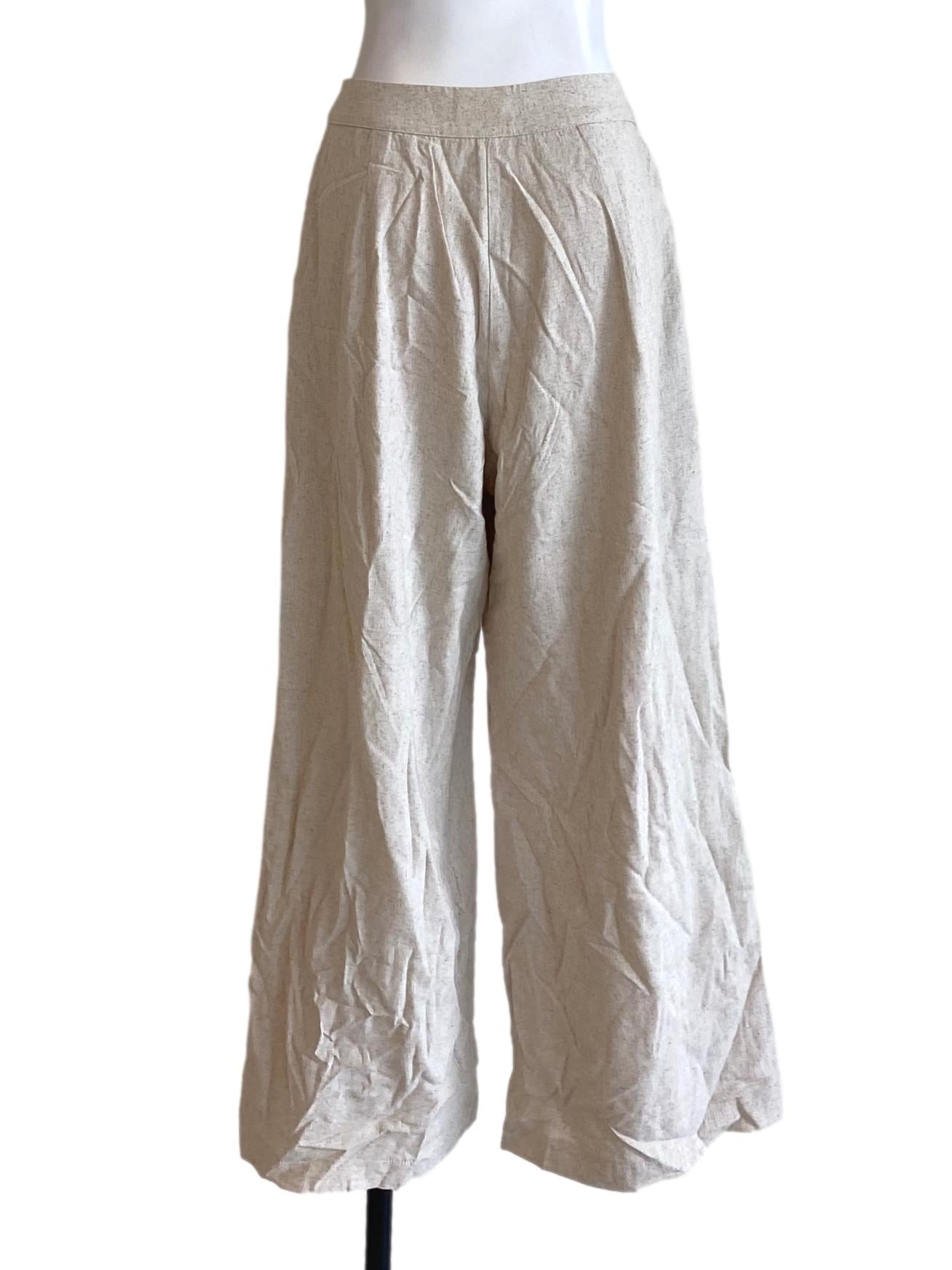 Beige Brown Buttoned Waist Straight Loose Pants