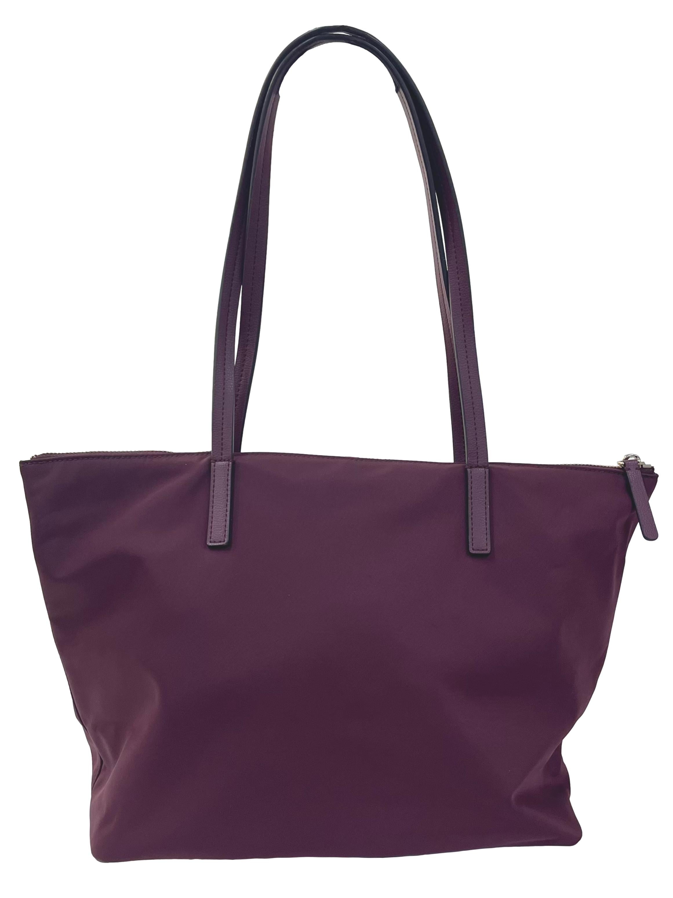 Burgundy Nylon Tote Bag