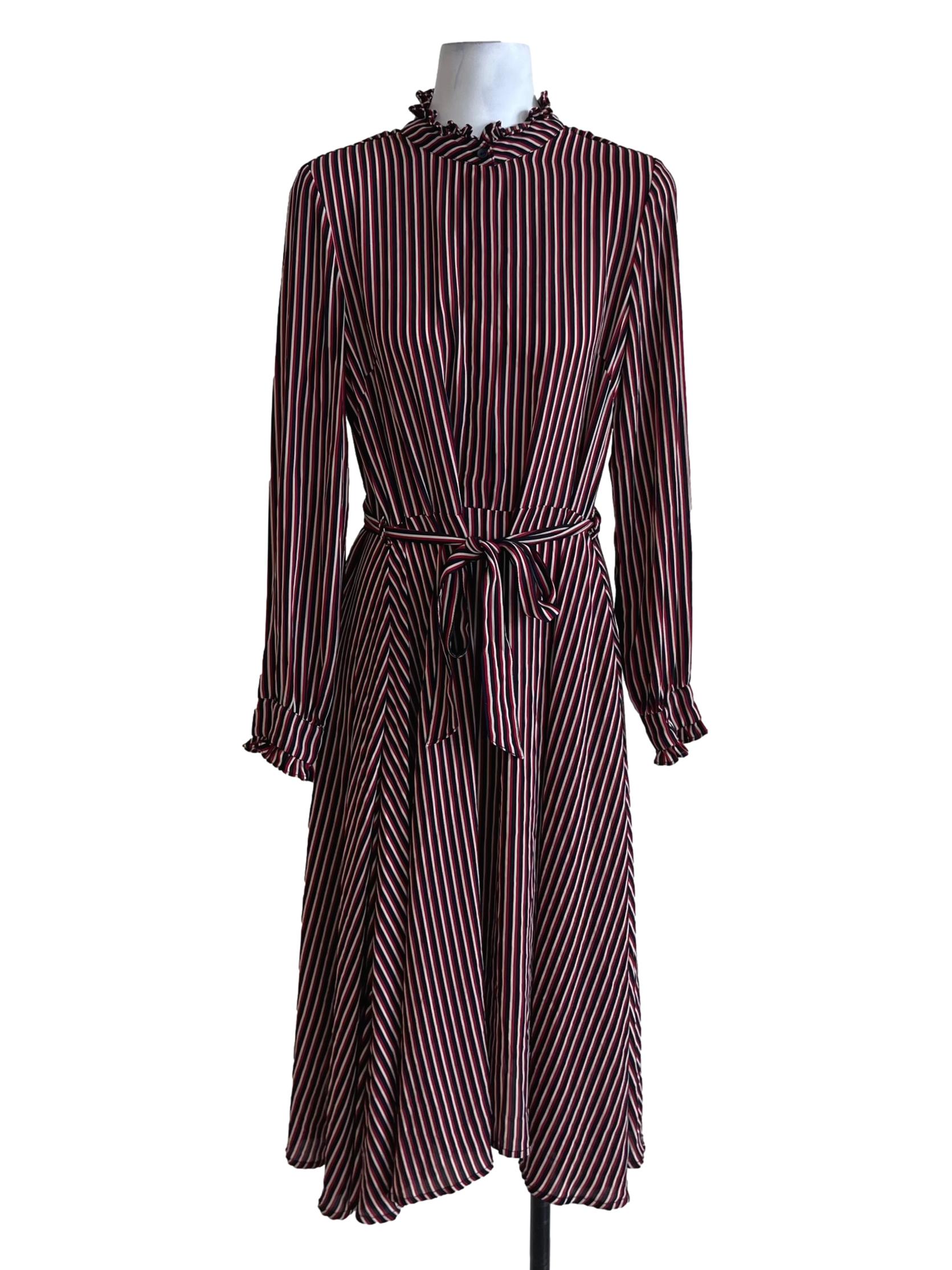 Berry Red Bengal Stripe Empire Dress