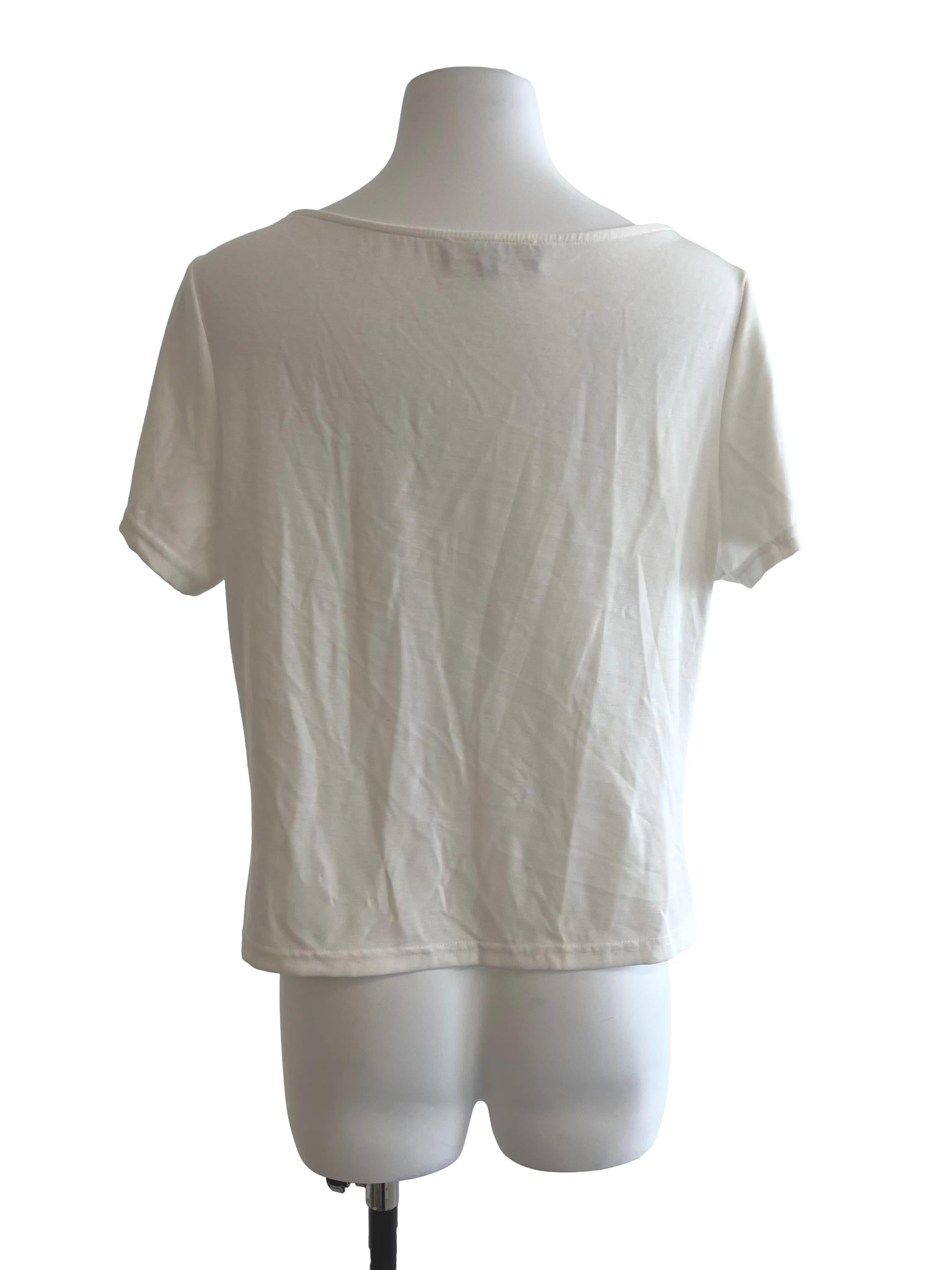 White Boat Neck T Shirt
