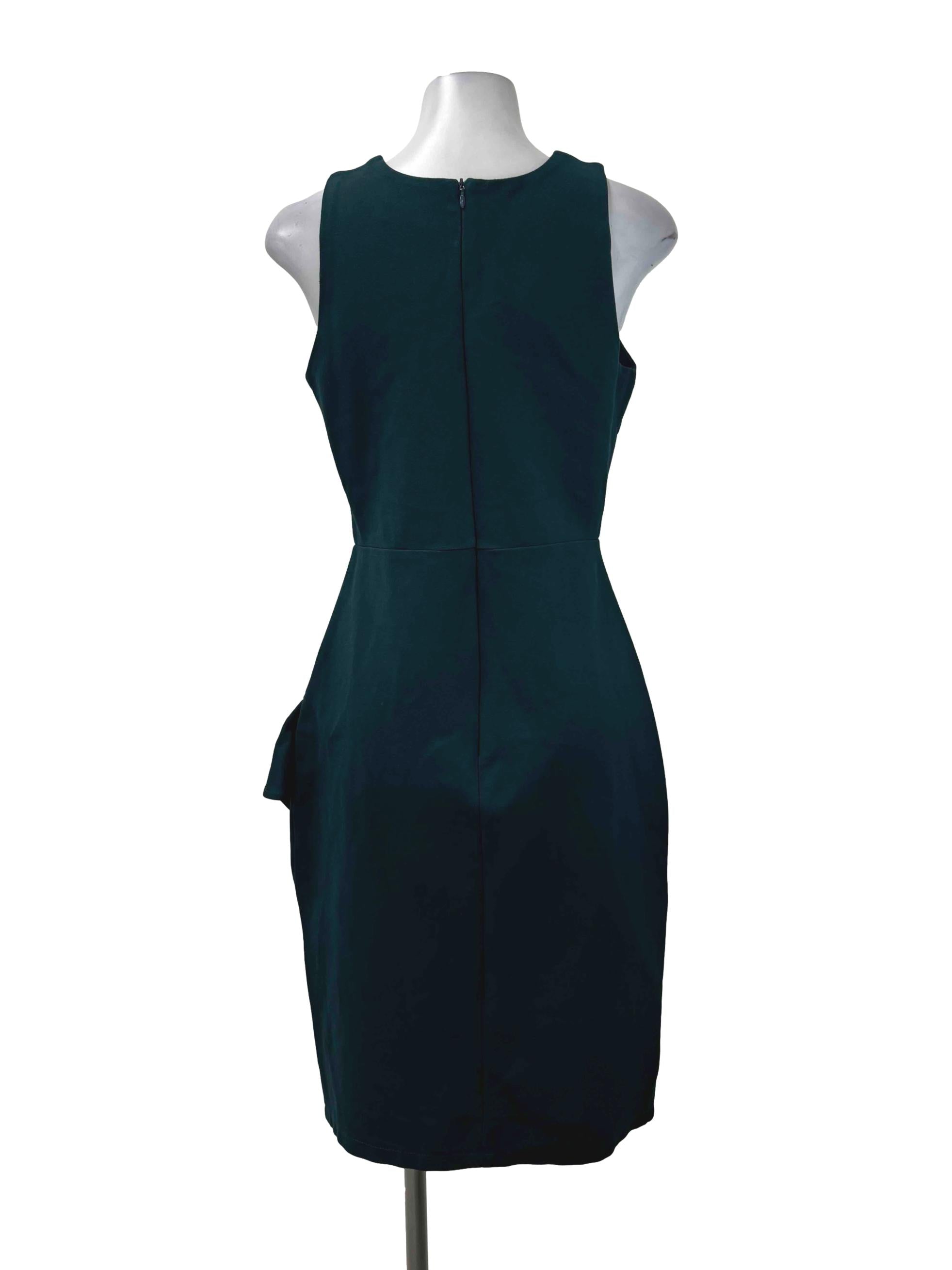 Emerald Green Ruffle Cut Out Peplum Dress