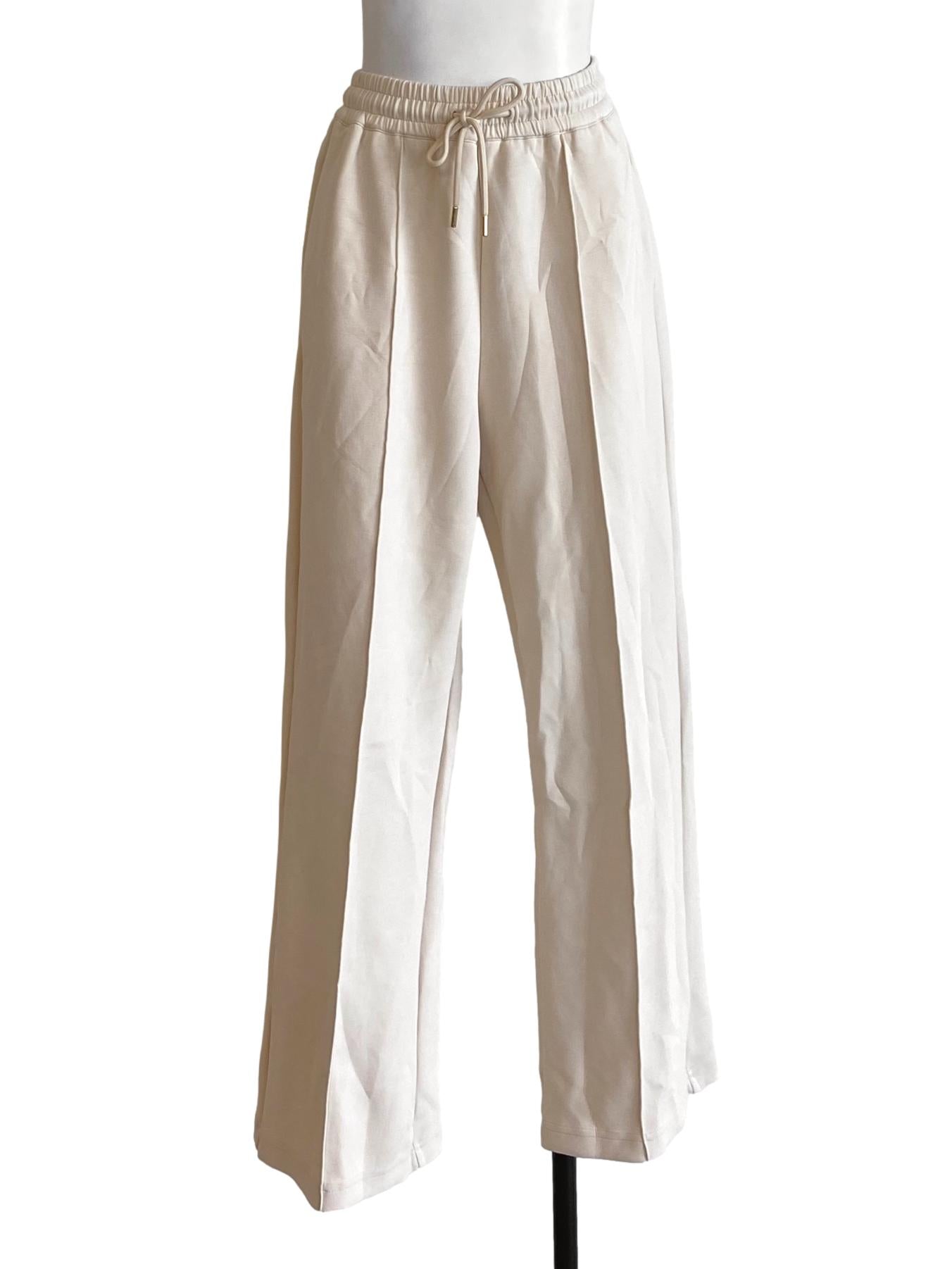 Beige Brown Tie Waist Straight Track Comfy Pants LB
