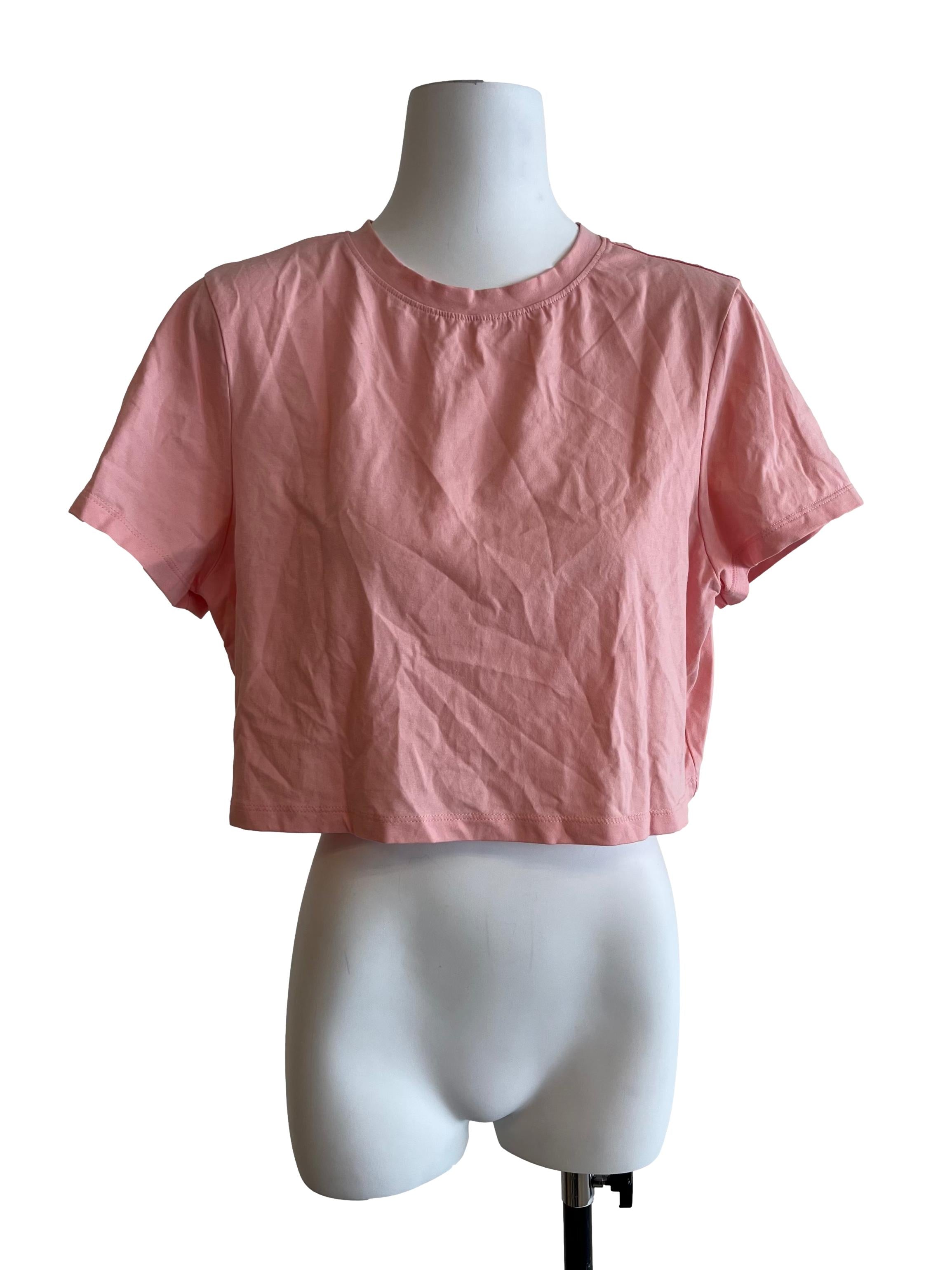 Salmon Pink Cropped T Shirt