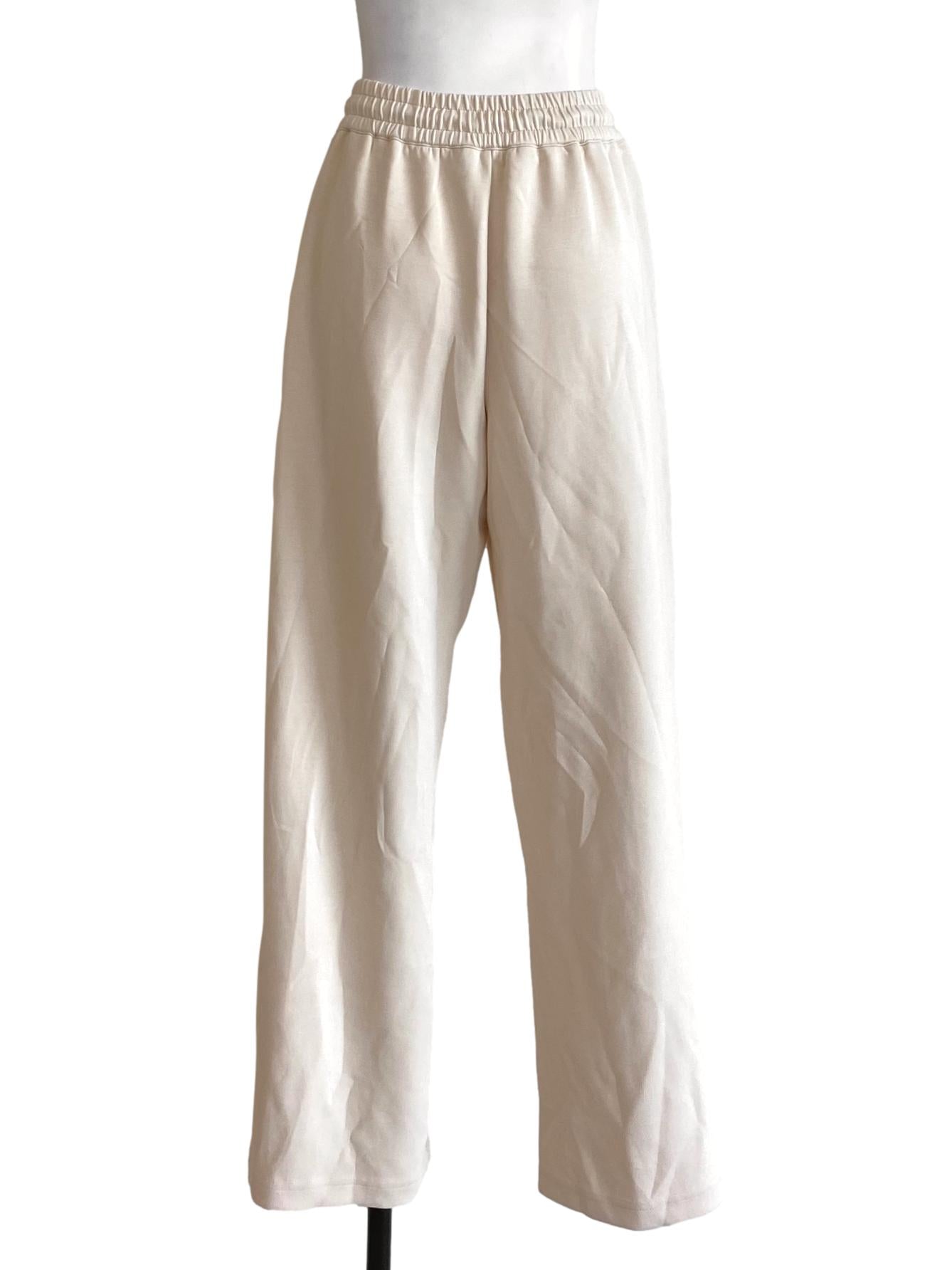 Beige Brown Tie Waist Straight Track Comfy Pants LB