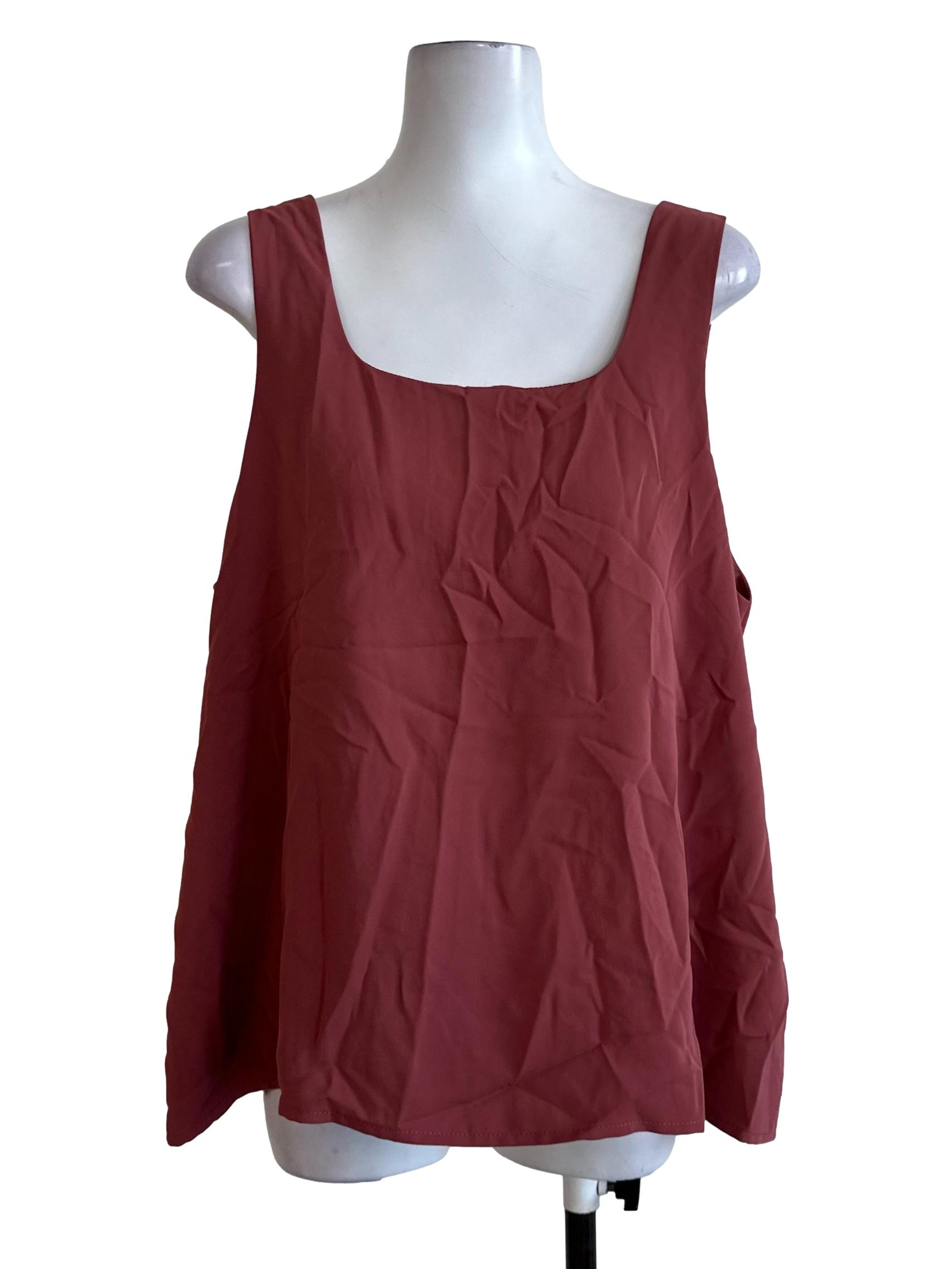 Coral Red Square Neck Loose Top