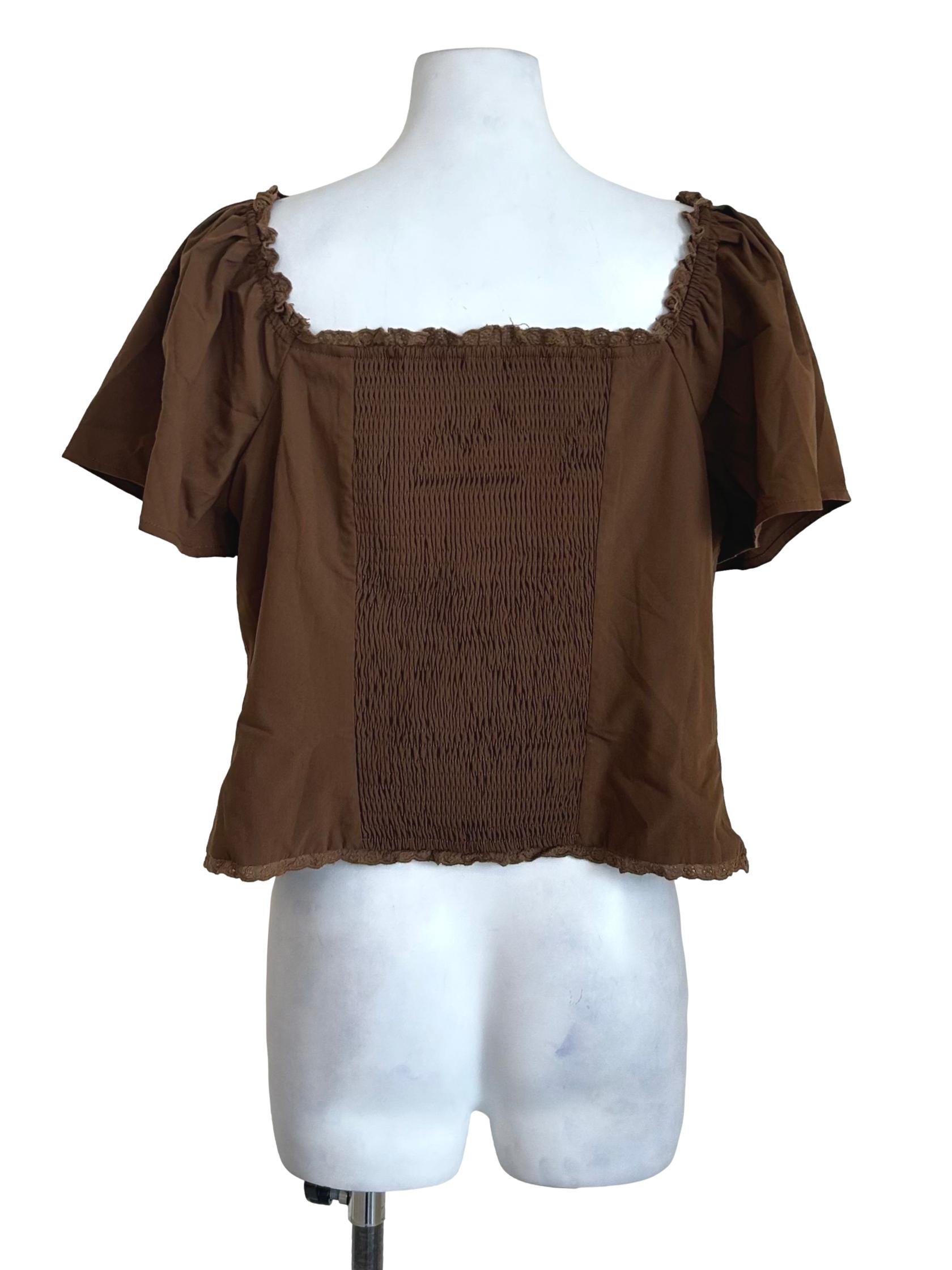Brown Tie Front Corset Top