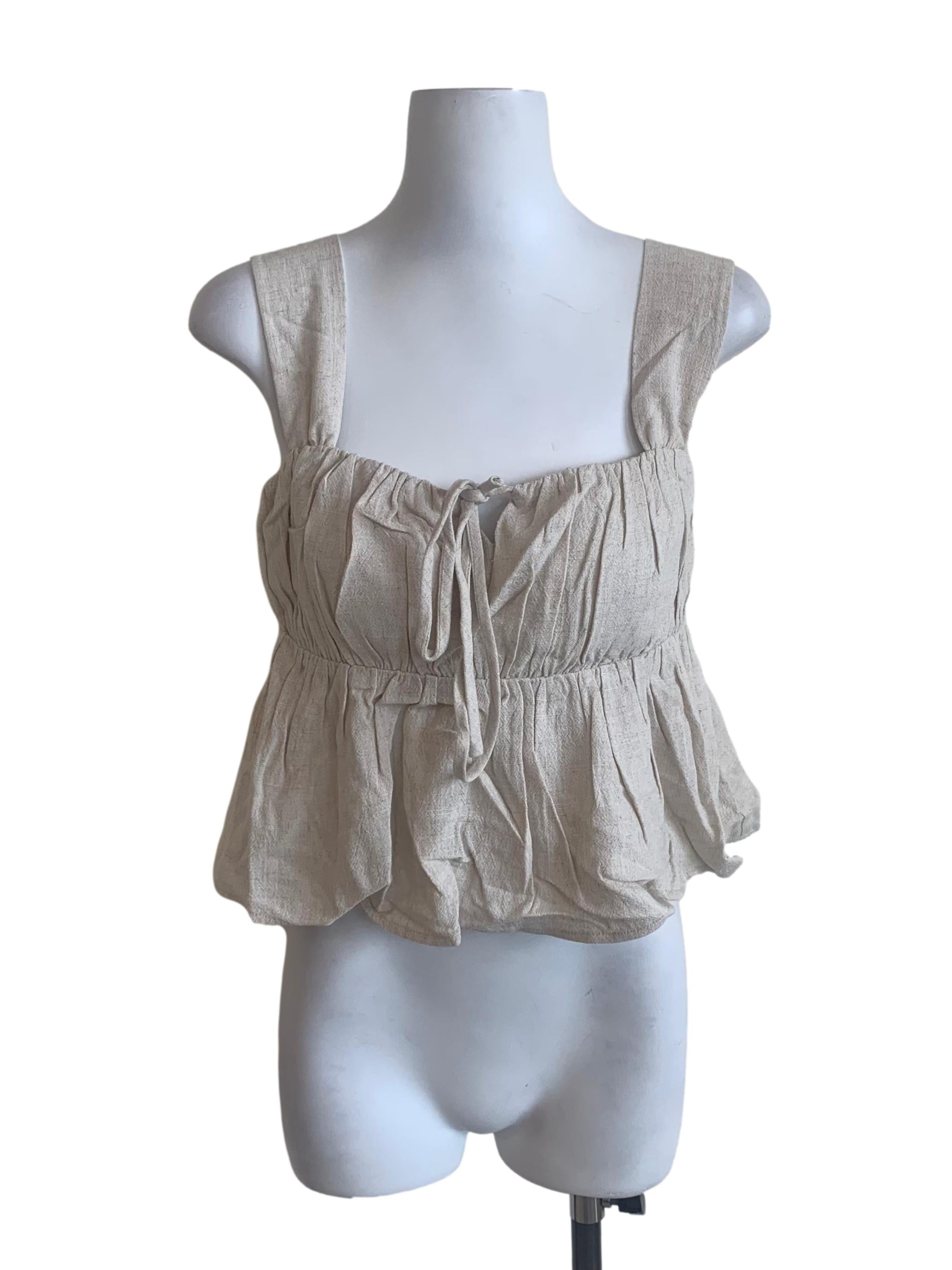 Eggnog Beige Peplum Top