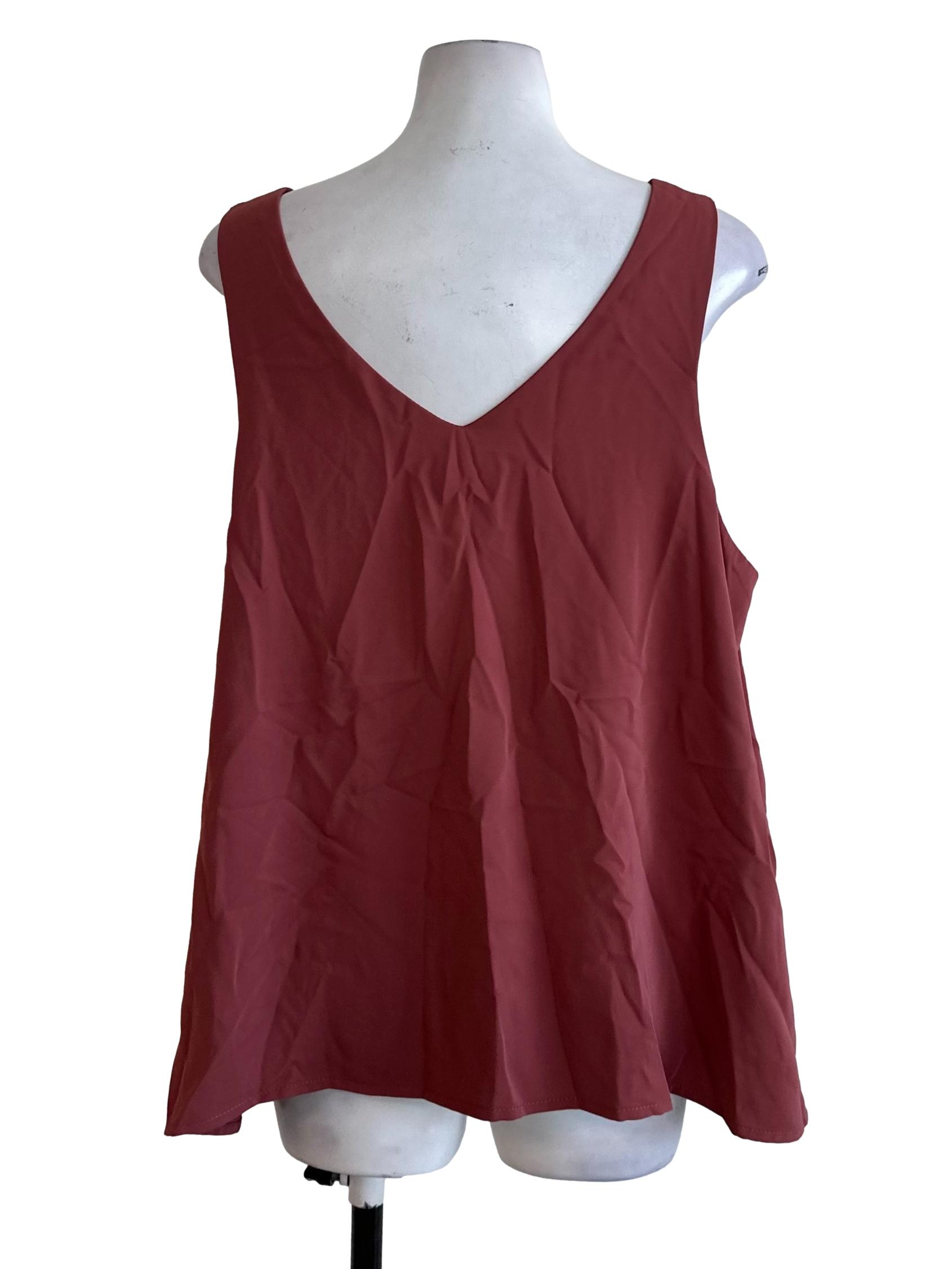 Coral Red Square Neck Loose Top