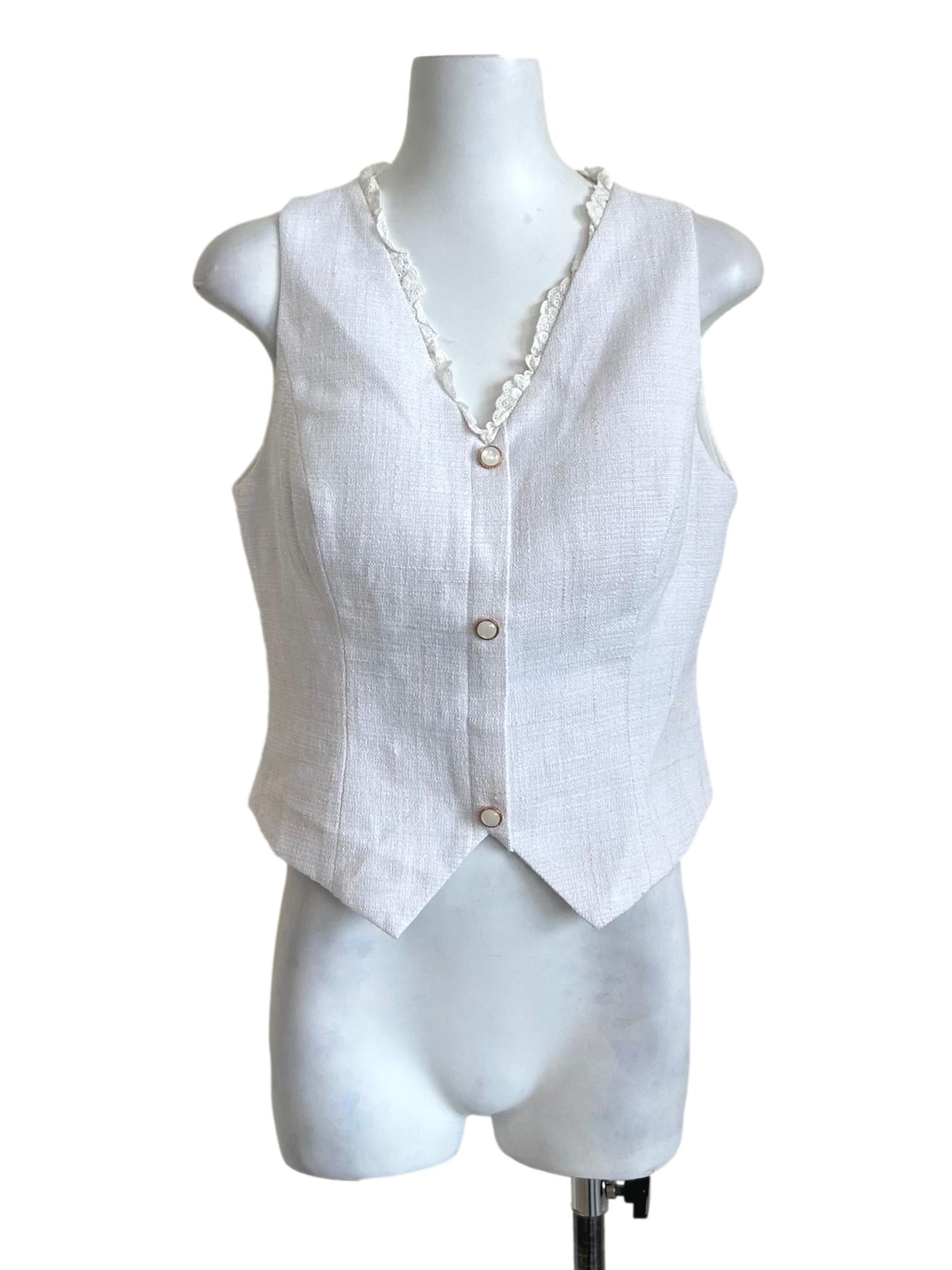 White Button Up Waistcoat Vest
