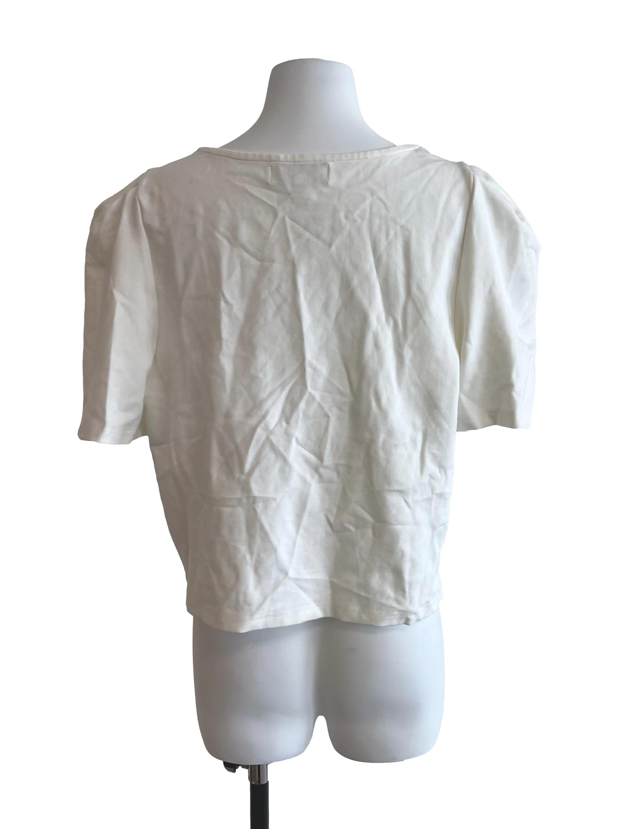 White Square Neck Puff Sleeve Top