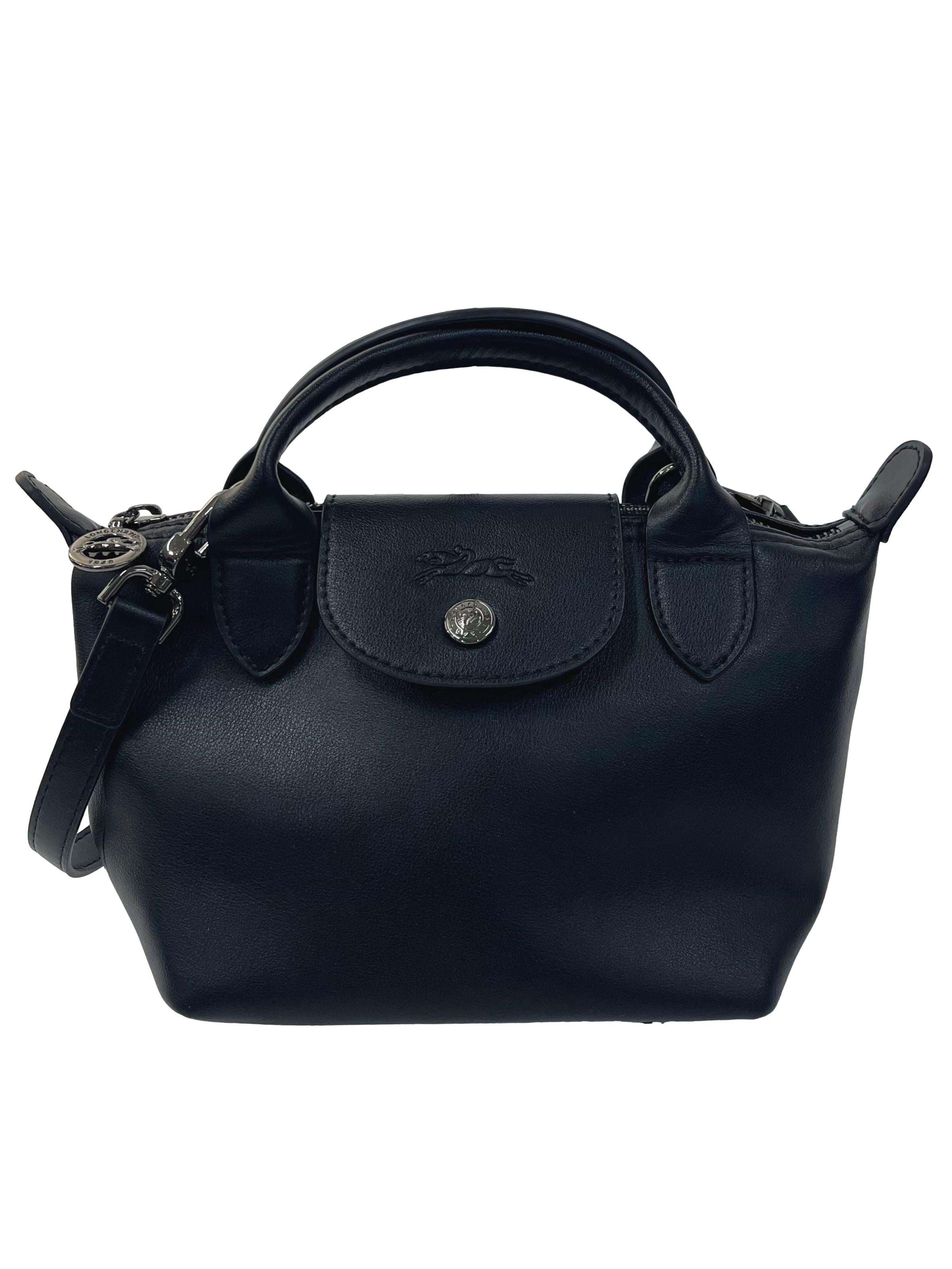 Black Leather Le Pliage Xtra Xs Pouch