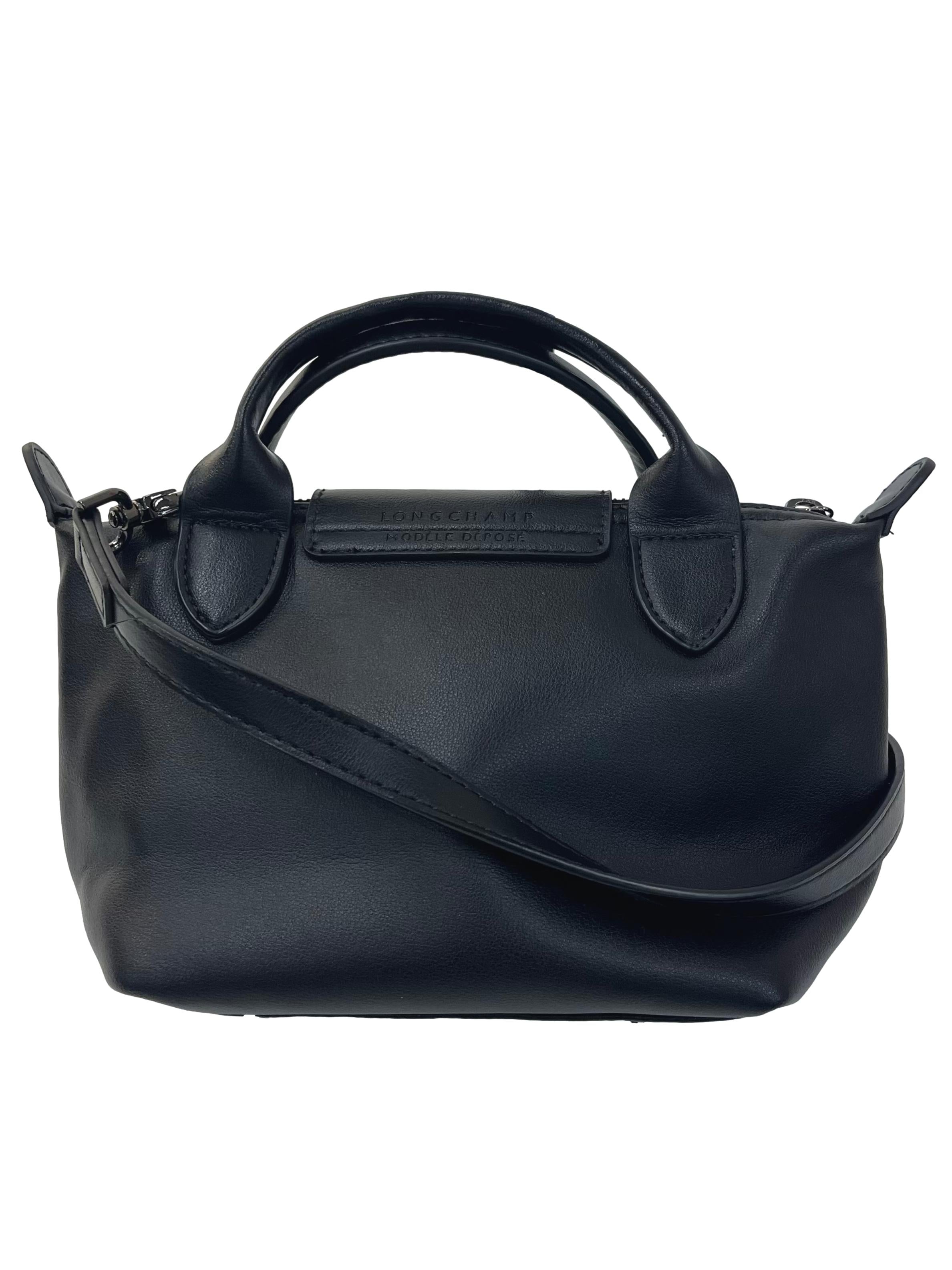 Black Leather Le Pliage Xtra Xs Pouch
