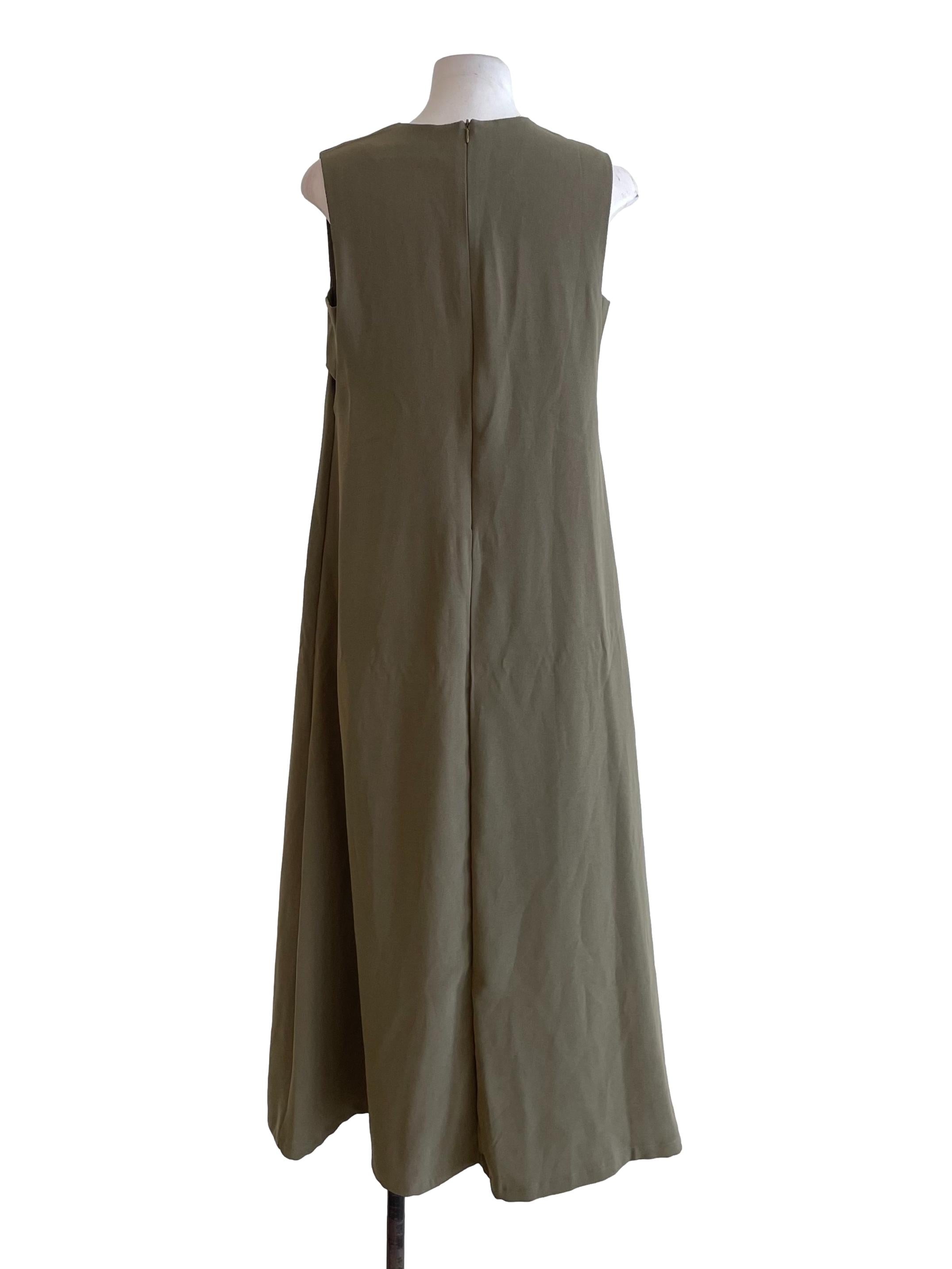 Olive Wood Sleeveless Jumpsuit