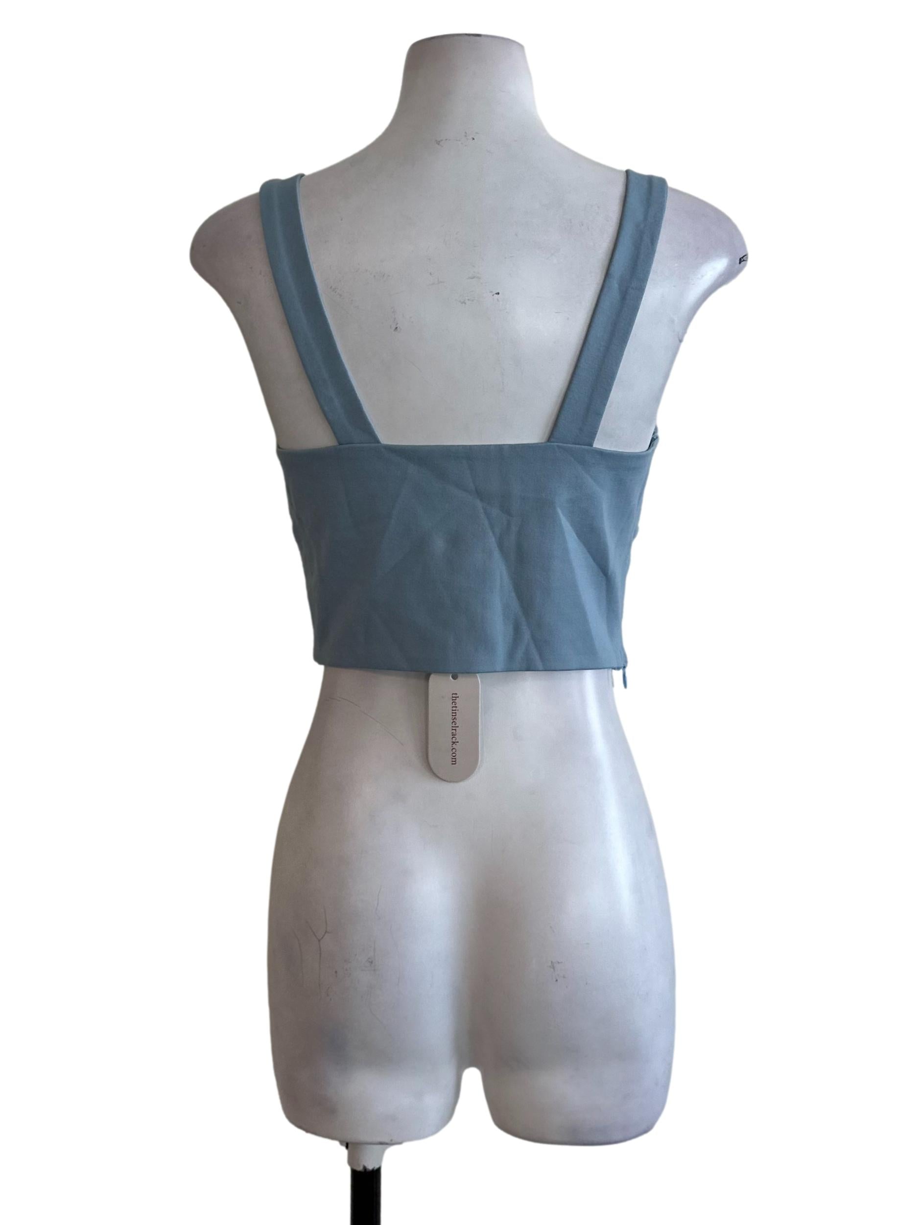 Dusty Blue V Neck Fitted Top