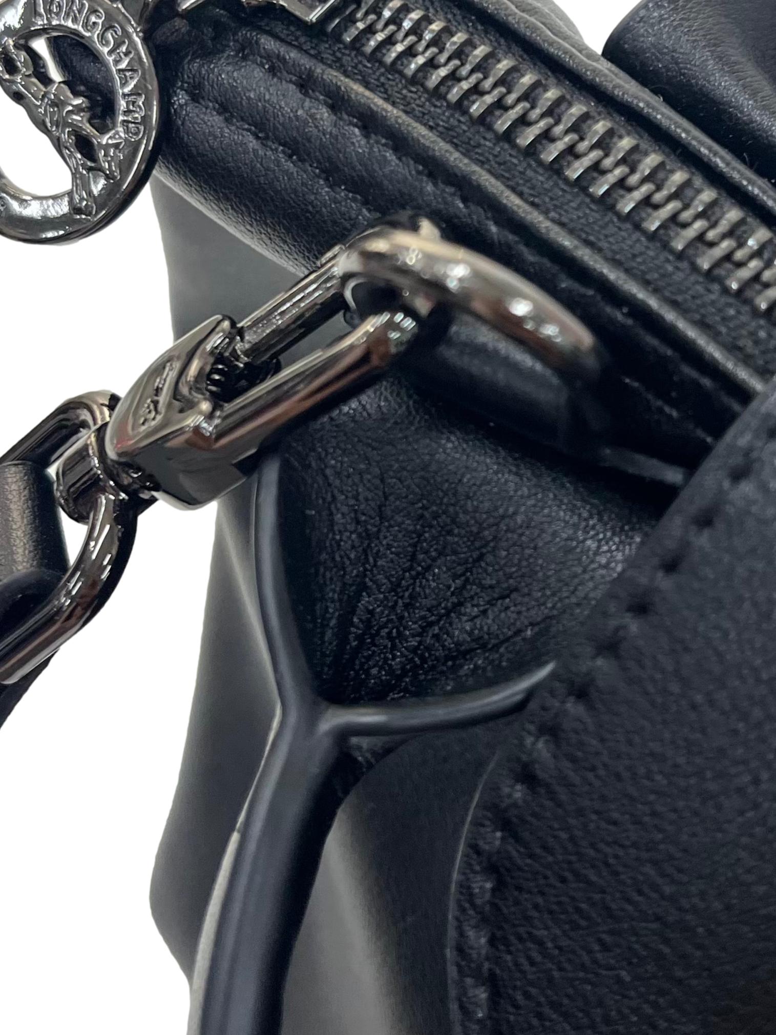 Black Leather Le Pliage Xtra Xs Pouch