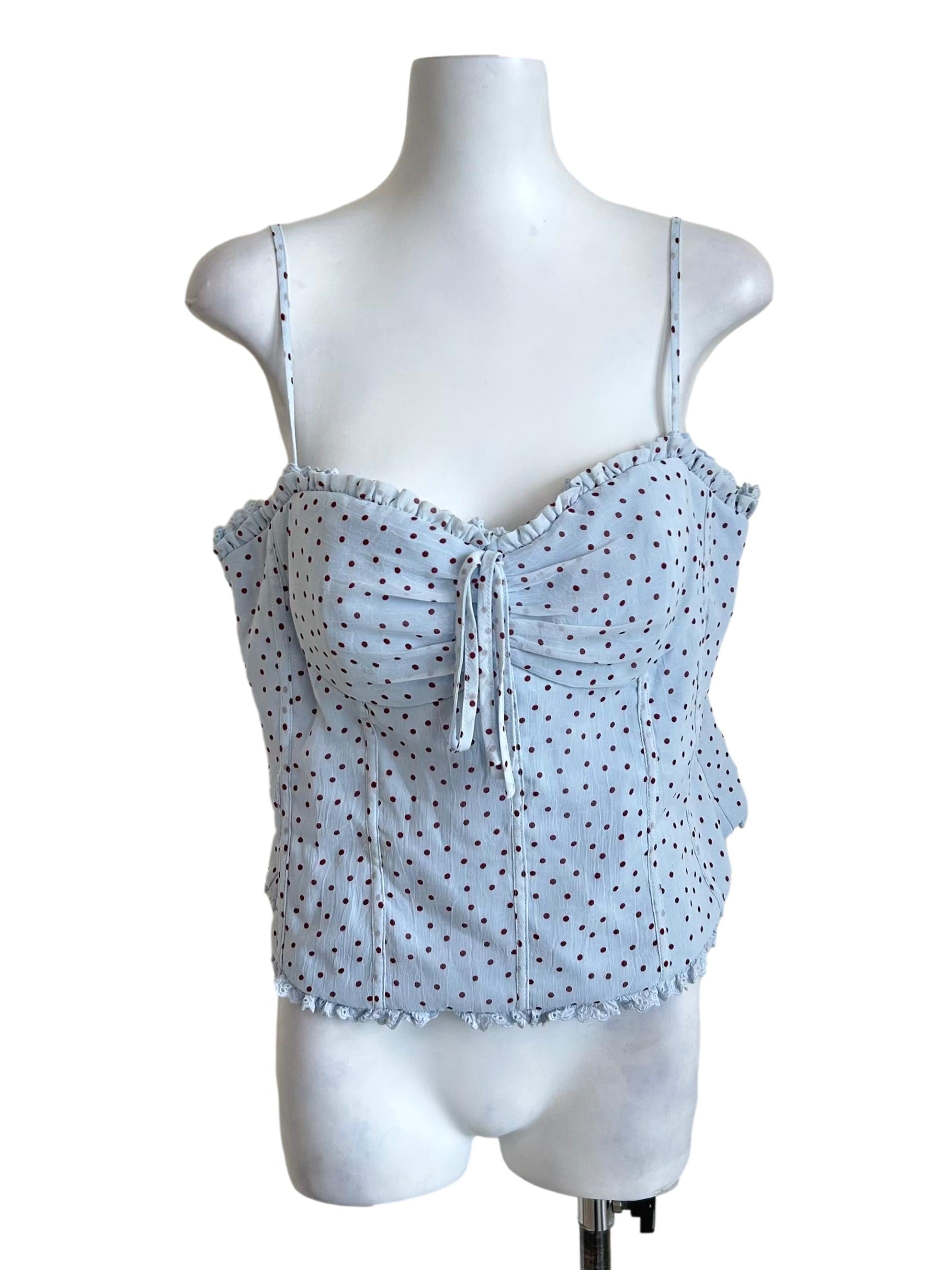 Ice Blue Polka Dot Corset Cami