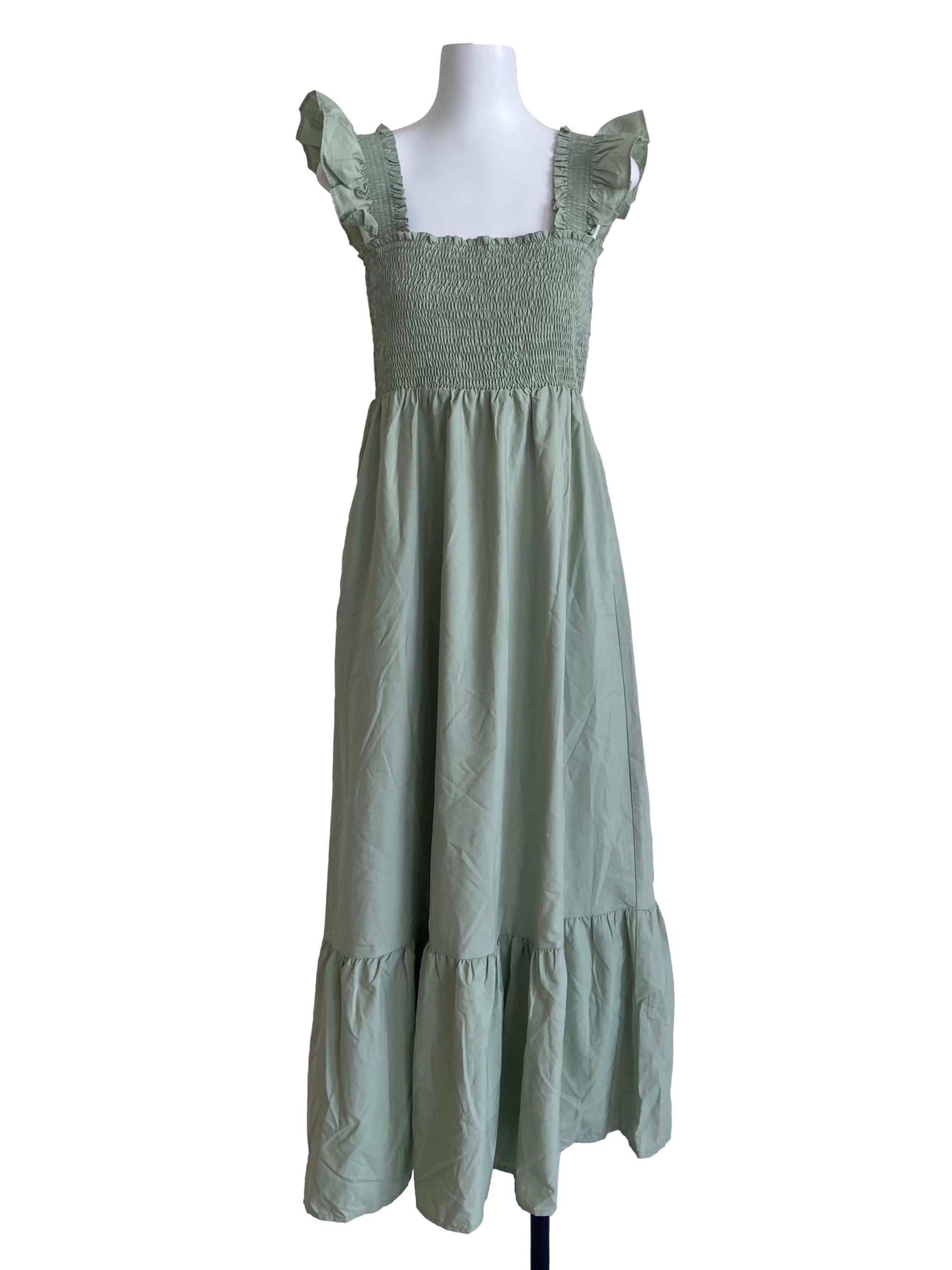 Mint Green Sleeveless Ruffled Sleeve Dress