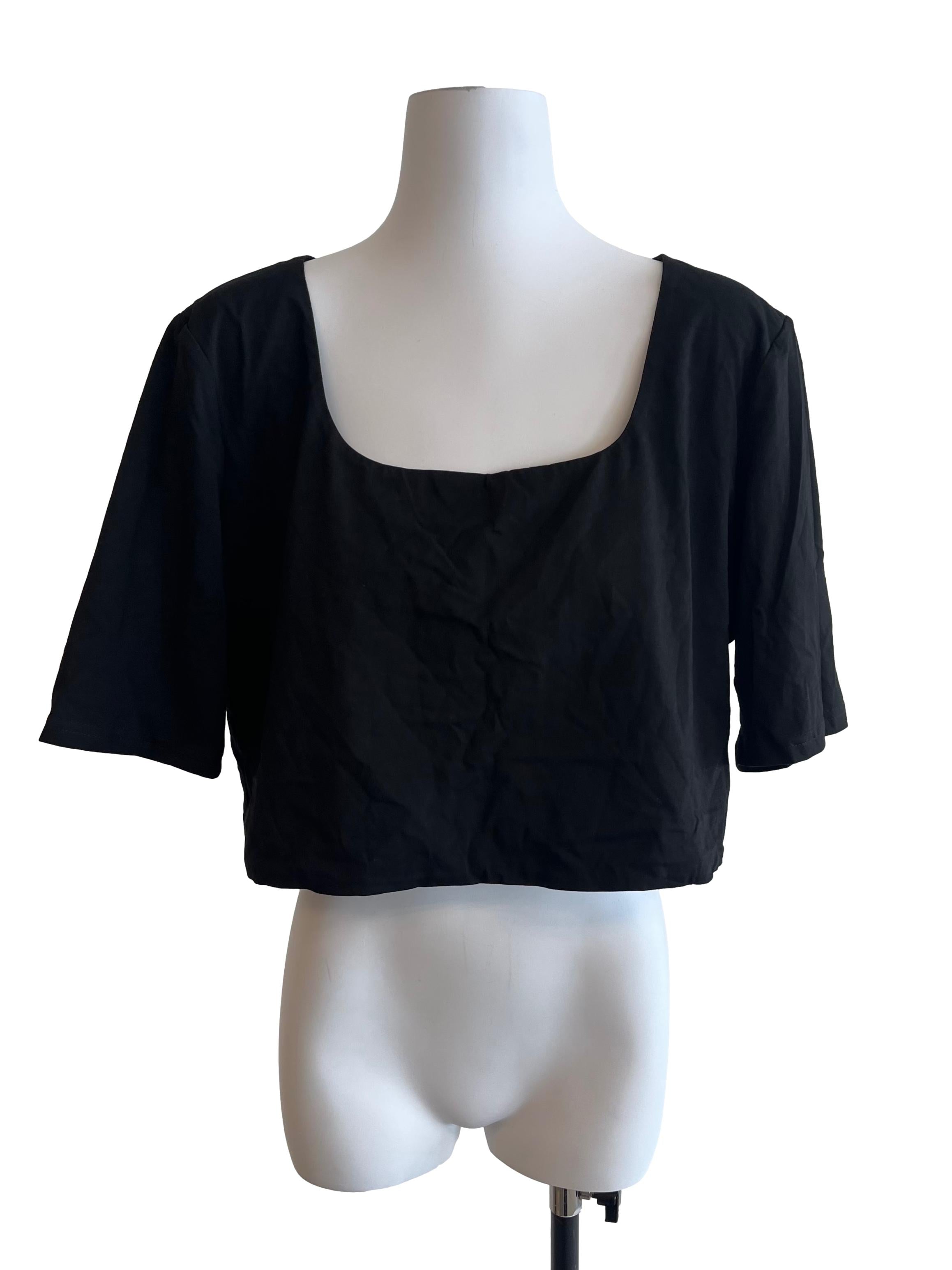 Black Square Neck Cropped Top