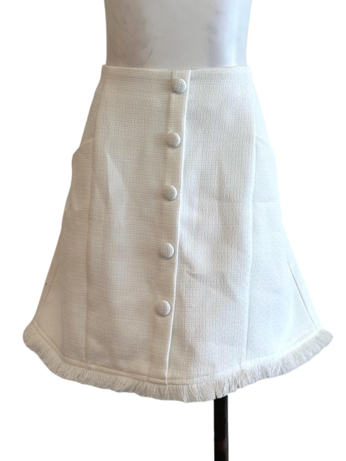 Daisy White Tweed Pattern Mini Skirt
