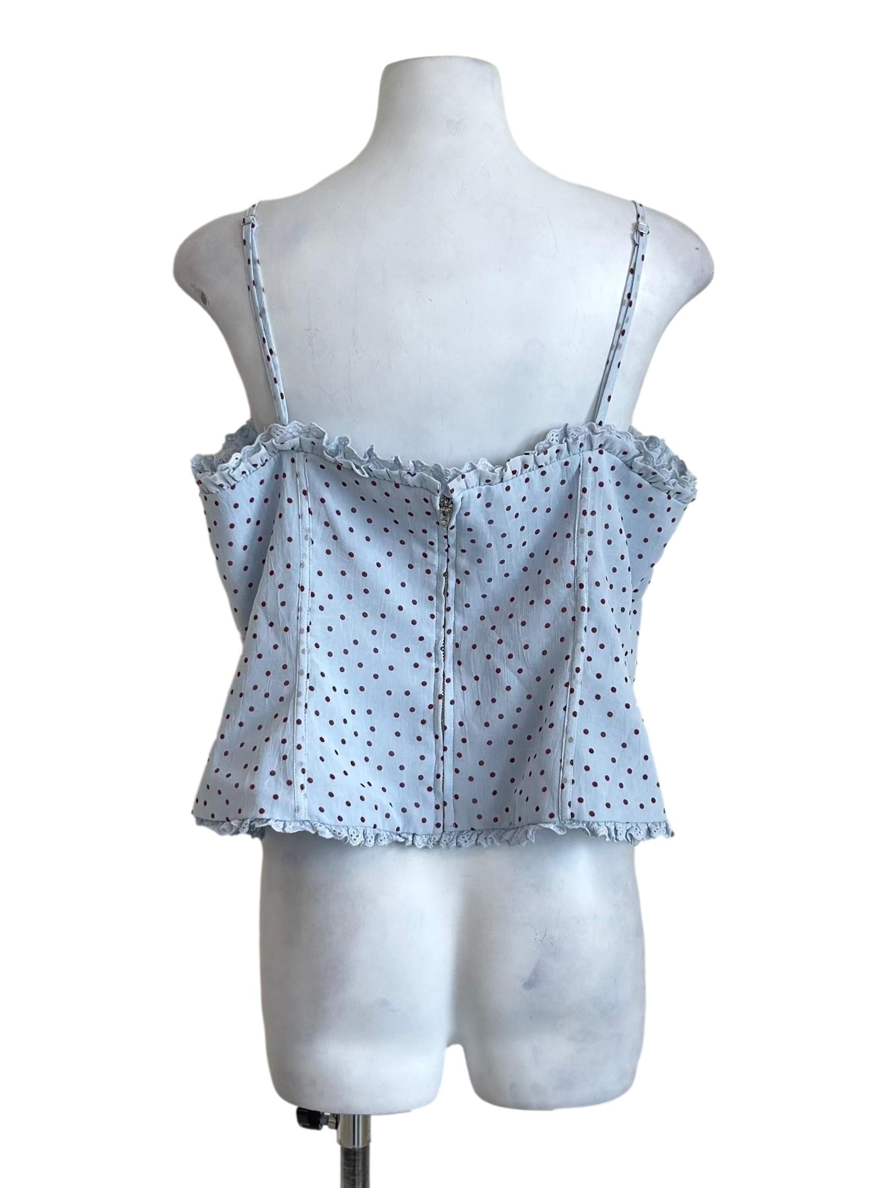 Ice Blue Polka Dot Corset Cami